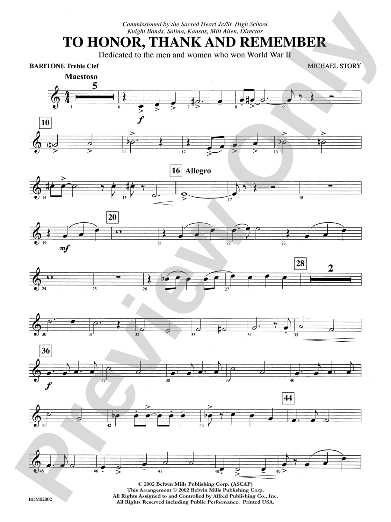 To Honor, Thank and Remember: Baritone T.C.