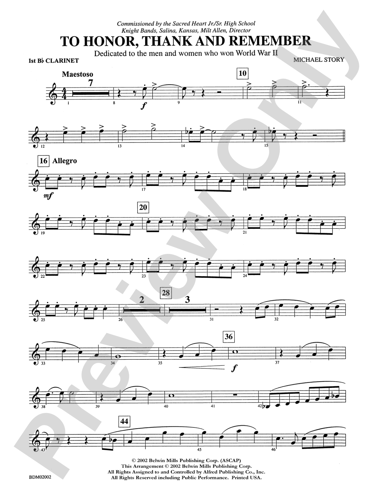To Honor, Thank and Remember: 1st B-flat Clarinet