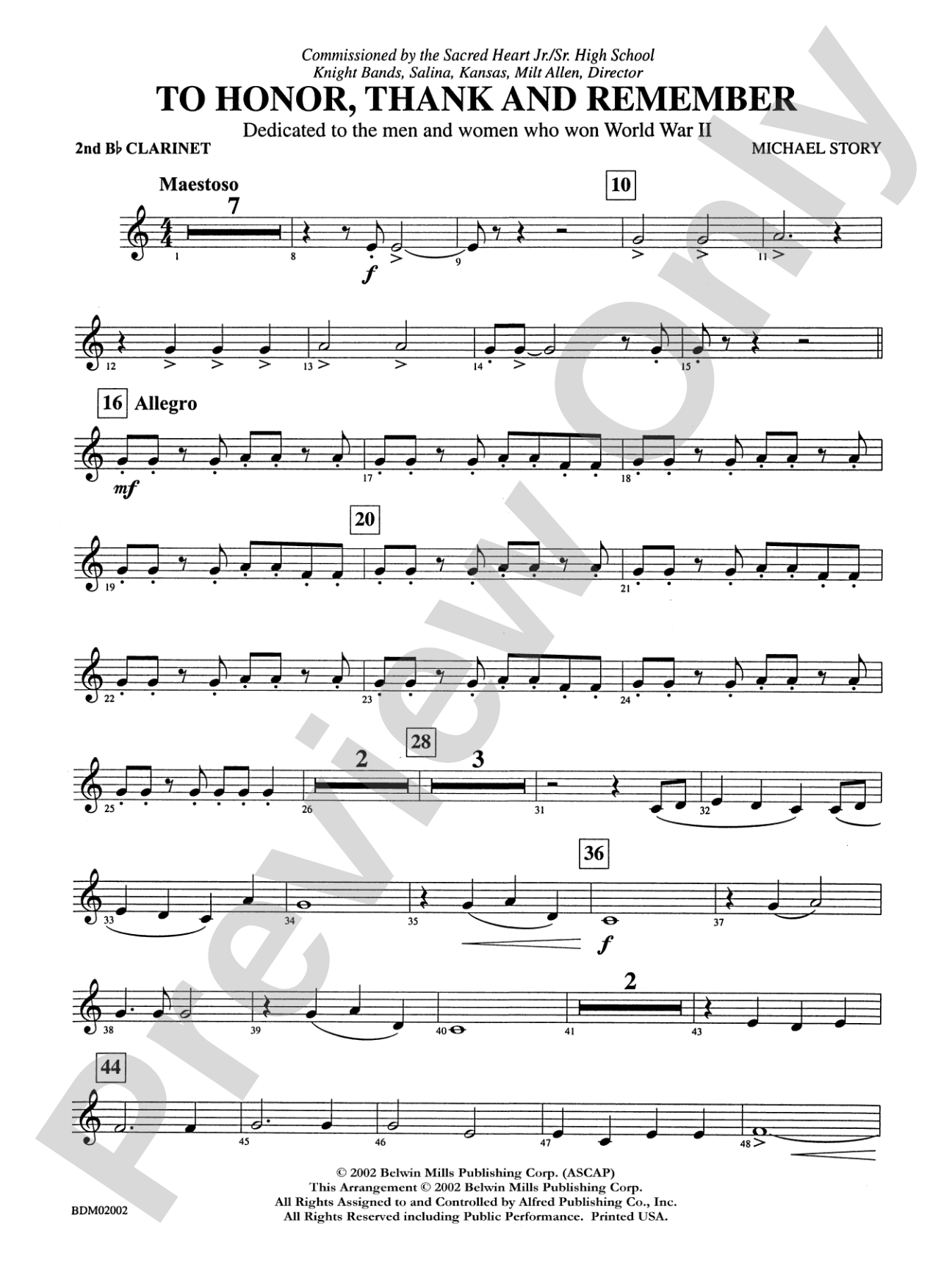 To Honor, Thank and Remember: 2nd B-flat Clarinet