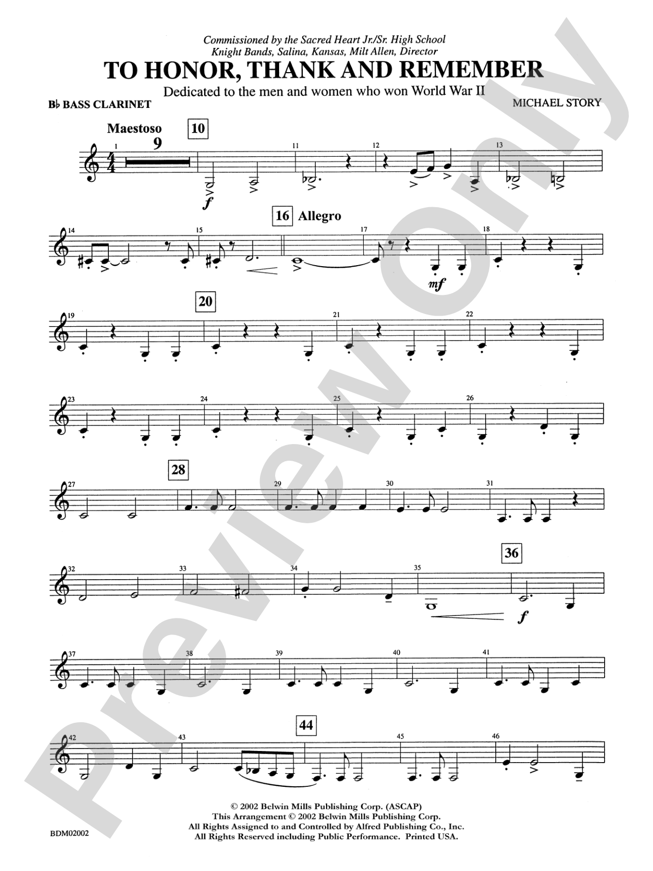 To Honor, Thank and Remember: B-flat Bass Clarinet