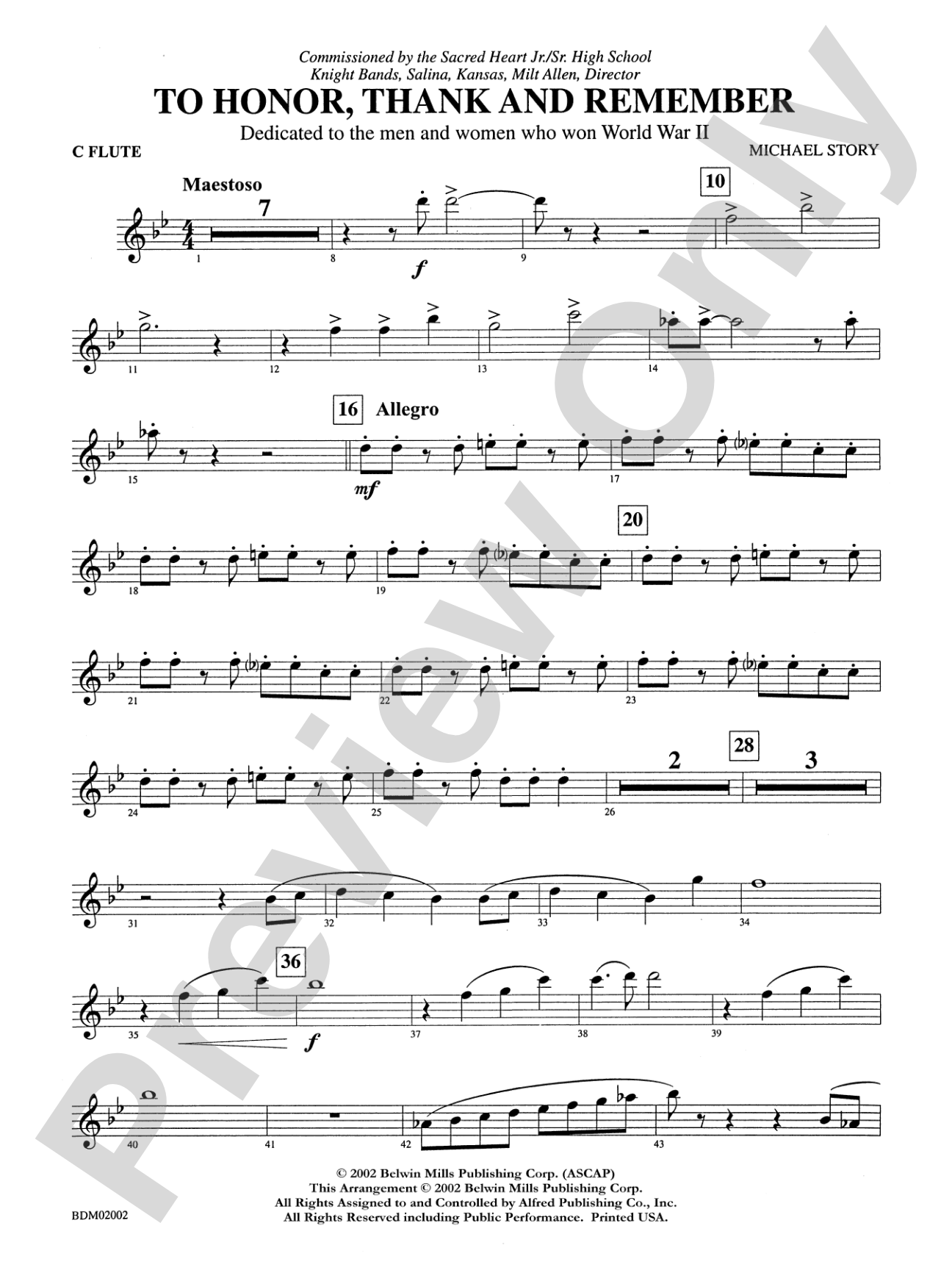 To Honor, Thank and Remember: Flute