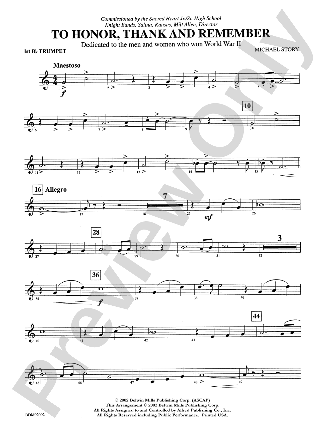 To Honor, Thank and Remember: 1st B-flat Trumpet