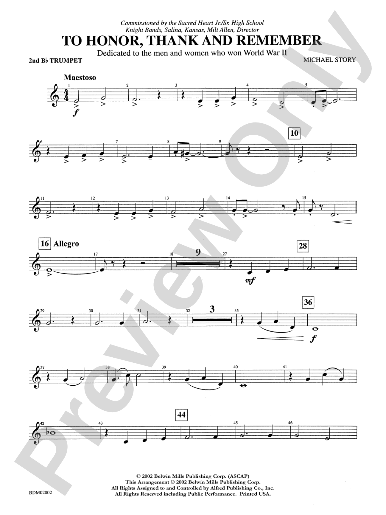 To Honor, Thank and Remember: 2nd B-flat Trumpet