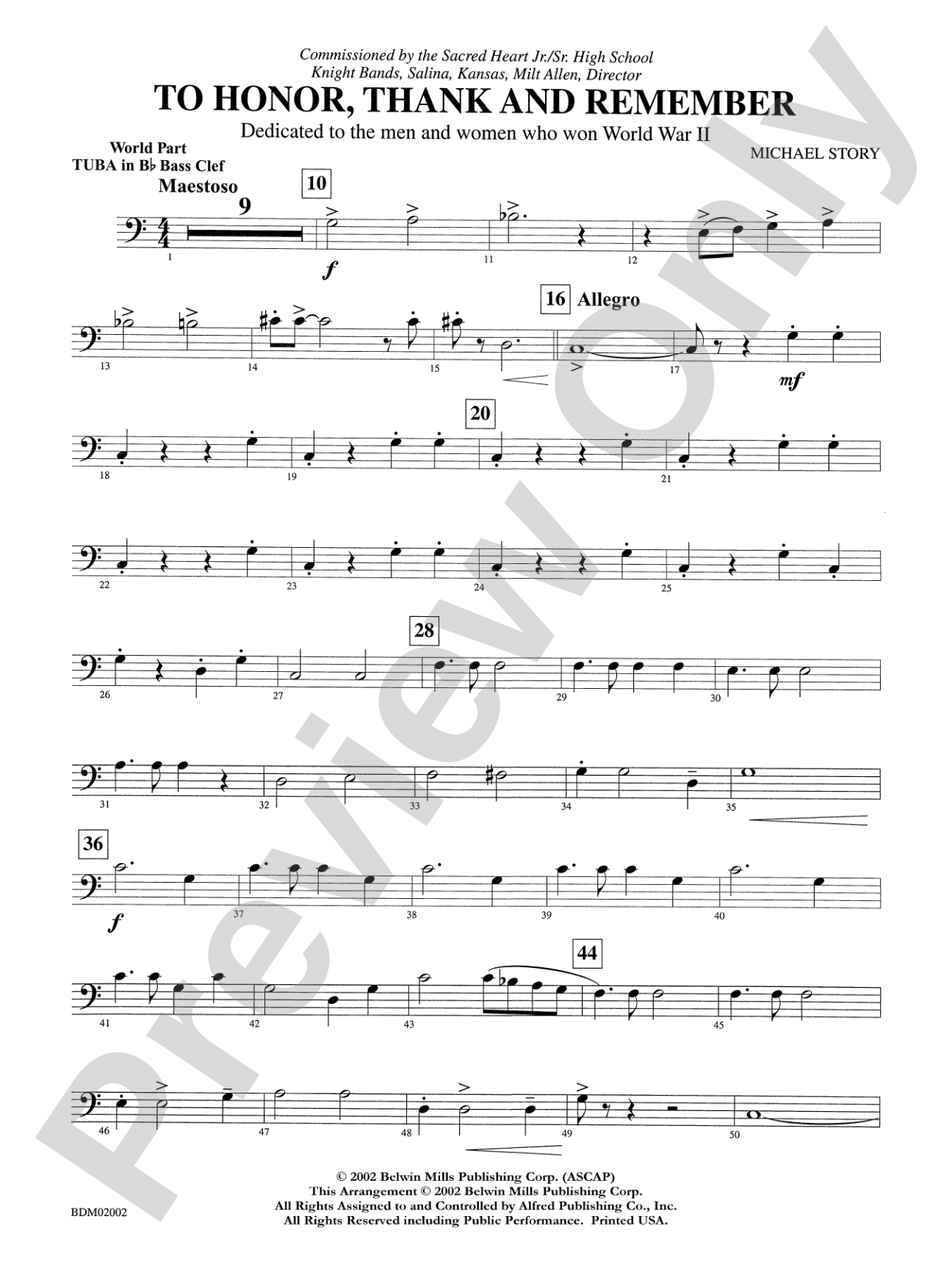 To Honor, Thank and Remember: WP B-flat Tuba B.C.