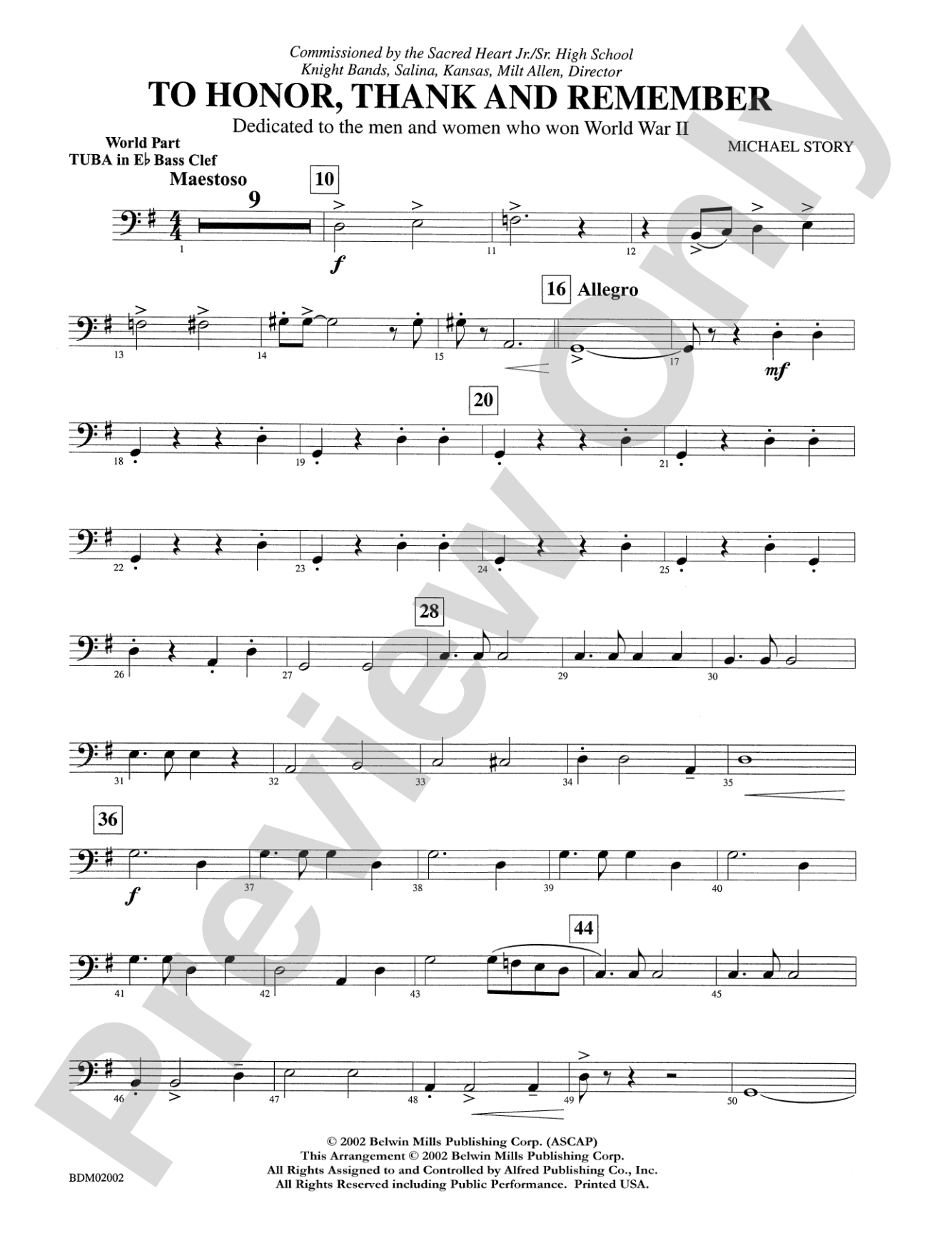To Honor, Thank and Remember: WP E-flat Tuba B.C.