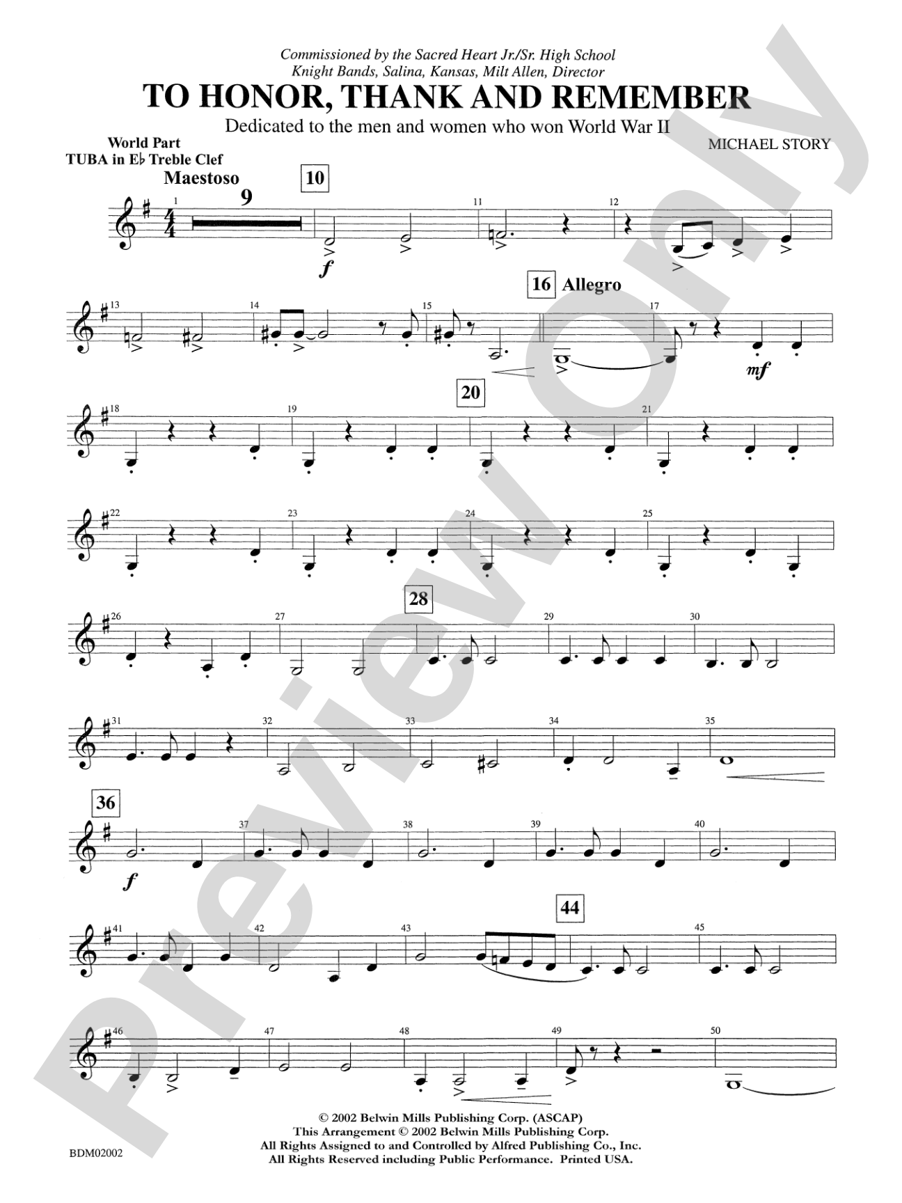 To Honor, Thank and Remember: WP E-flat Tuba T.C.