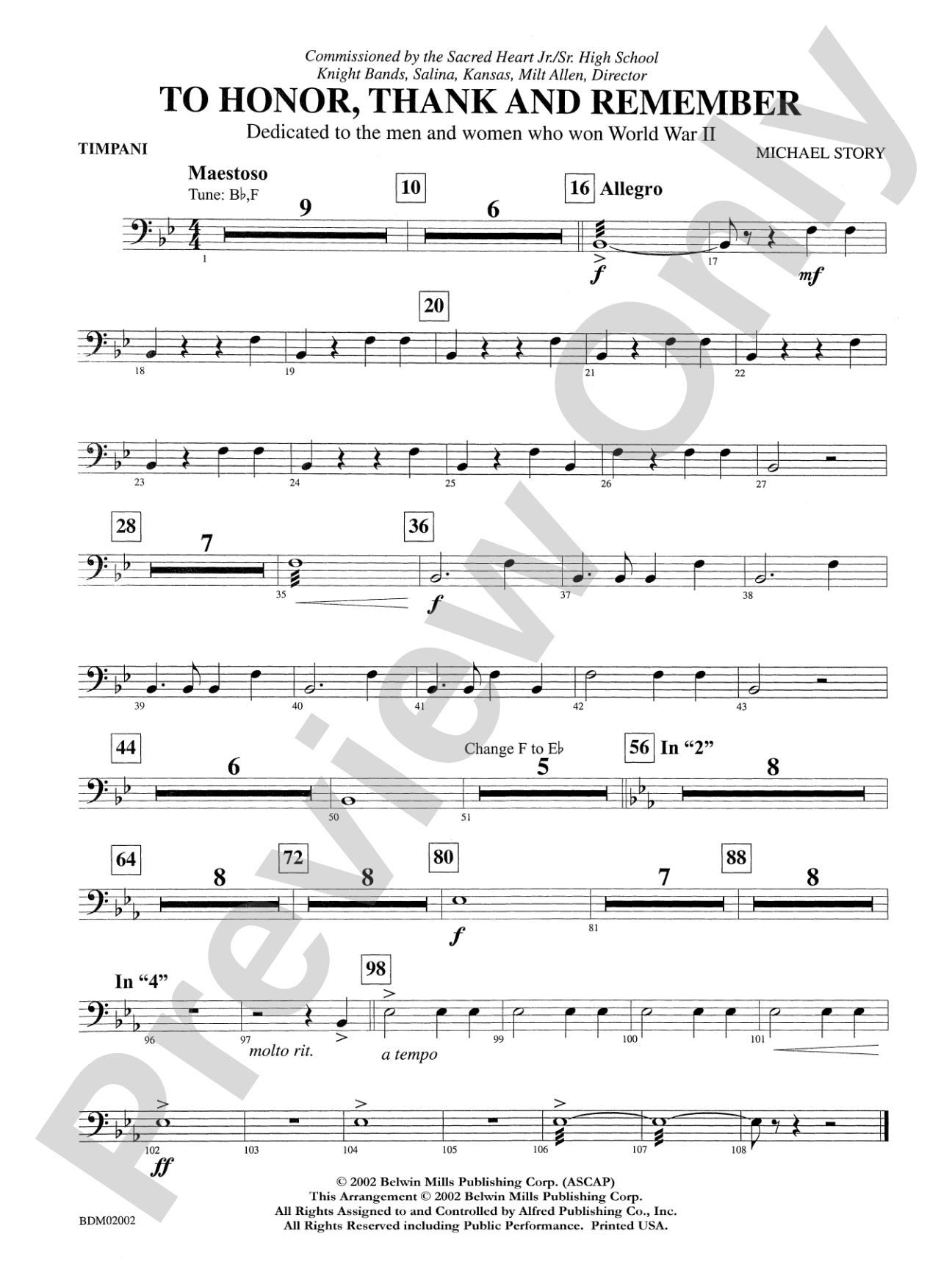 To Honor, Thank and Remember: Timpani