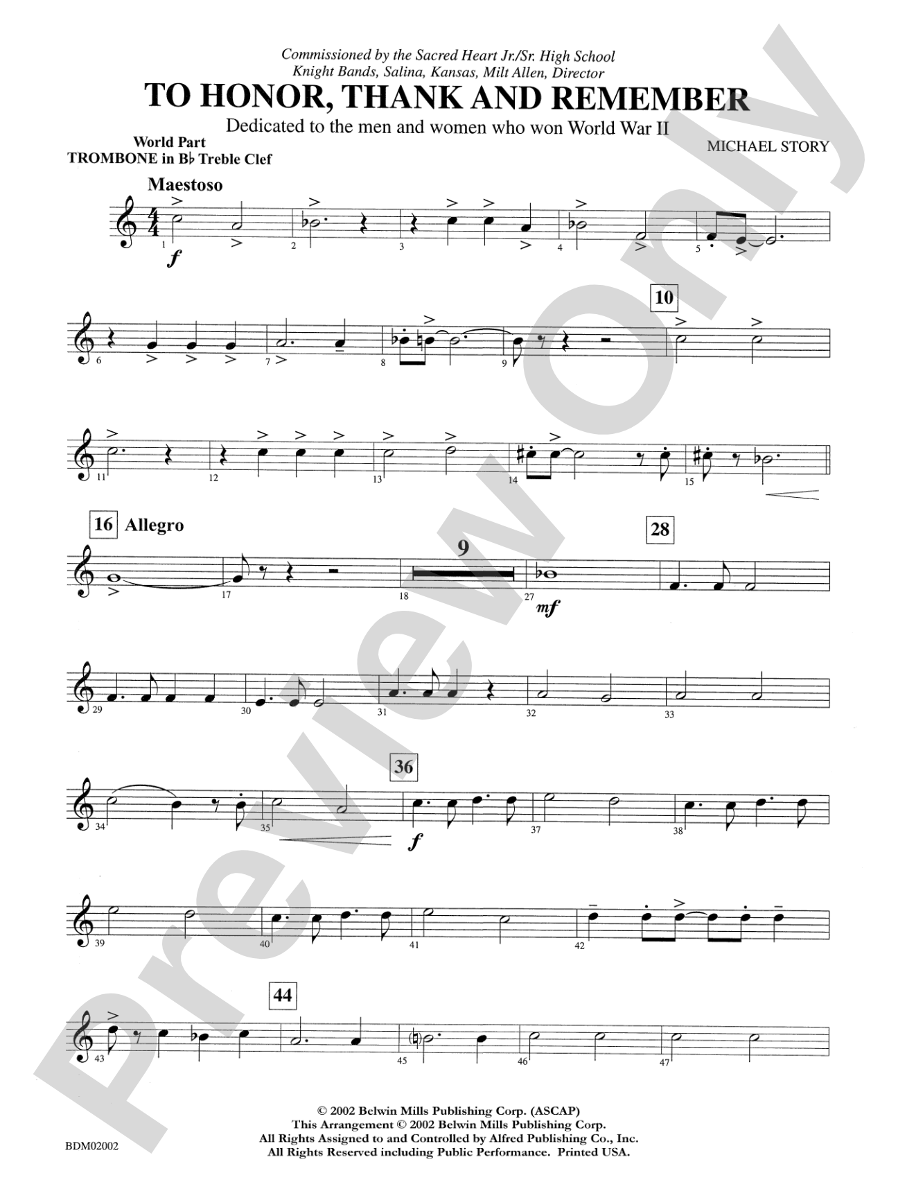To Honor, Thank and Remember: WP 1st B-flat Trombone T.C.