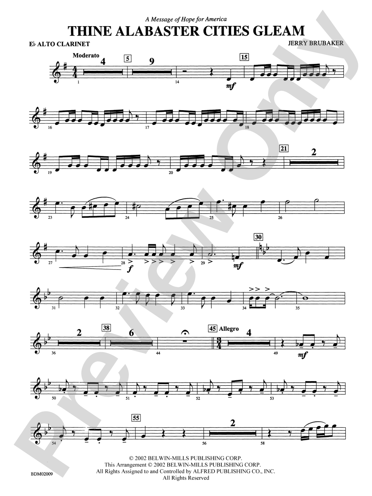 Thine Alabaster Cities Gleam (A Message of Hope for America): E-flat Alto Clarinet