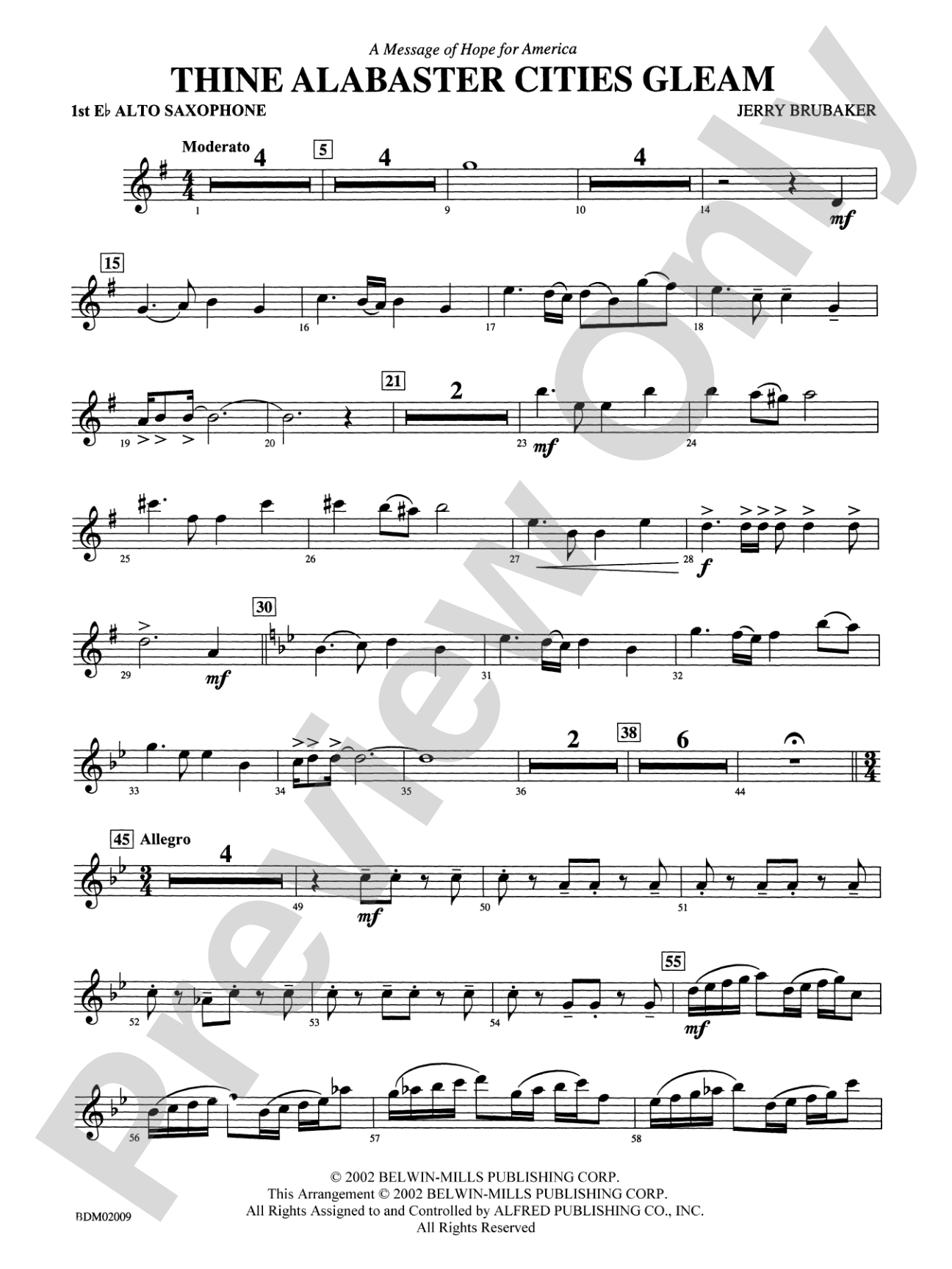 Thine Alabaster Cities Gleam (A Message of Hope for America): E-flat Alto Saxophone