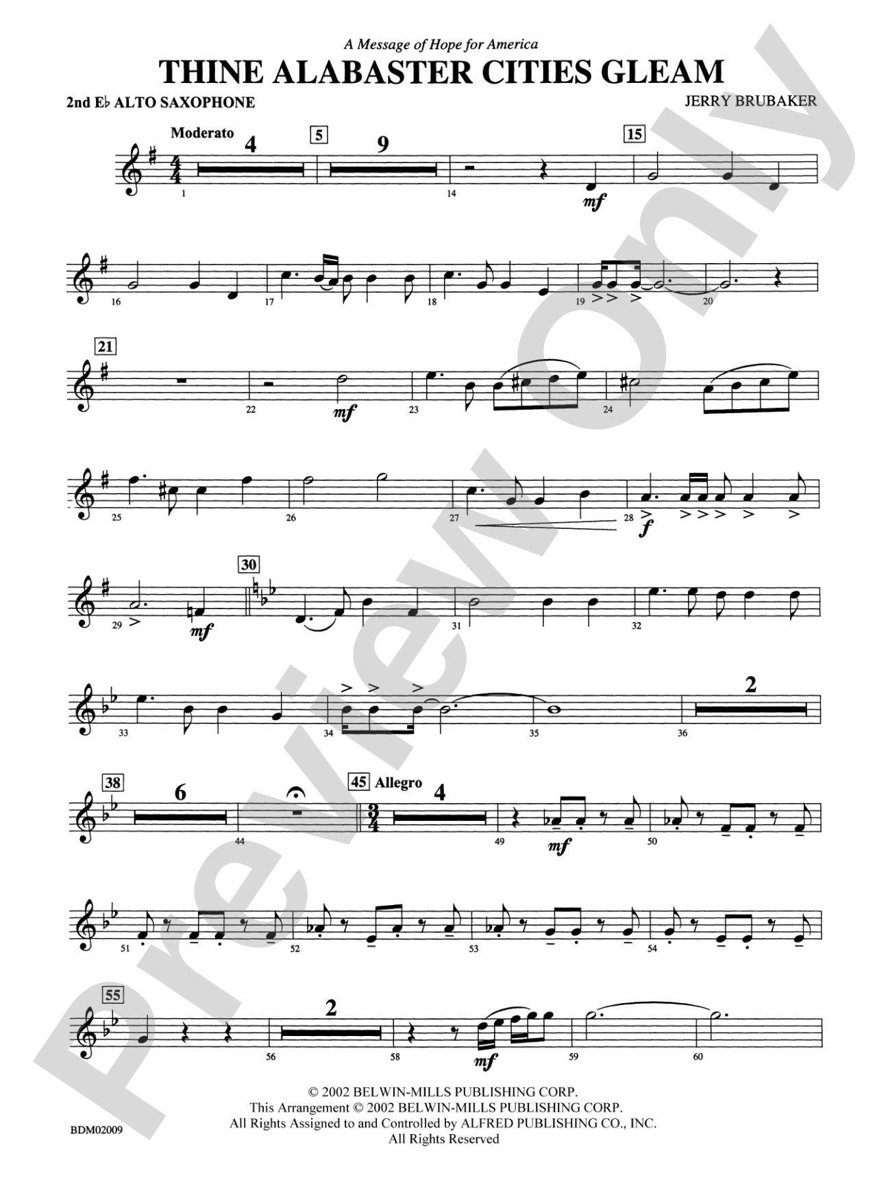 Thine Alabaster Cities Gleam (A Message of Hope for America): 2nd E-flat Alto Saxophone