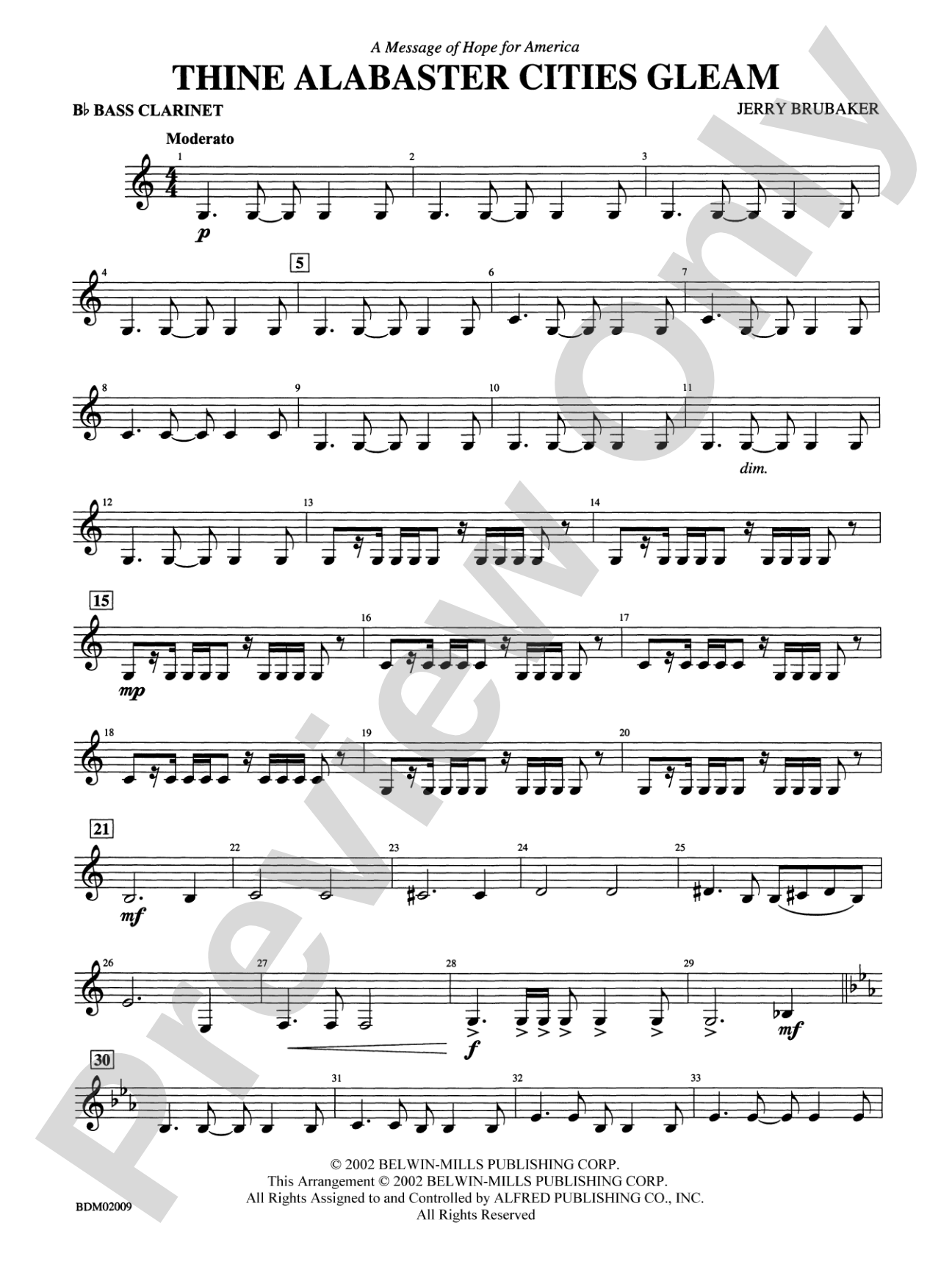Thine Alabaster Cities Gleam (A Message of Hope for America): B-flat Bass Clarinet