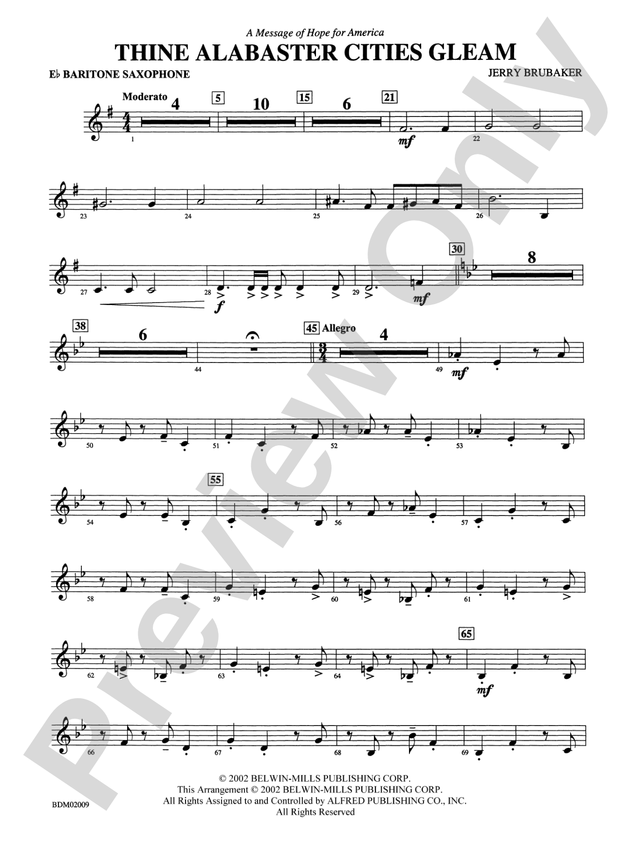 Thine Alabaster Cities Gleam (A Message of Hope for America): E-flat Baritone Saxophone