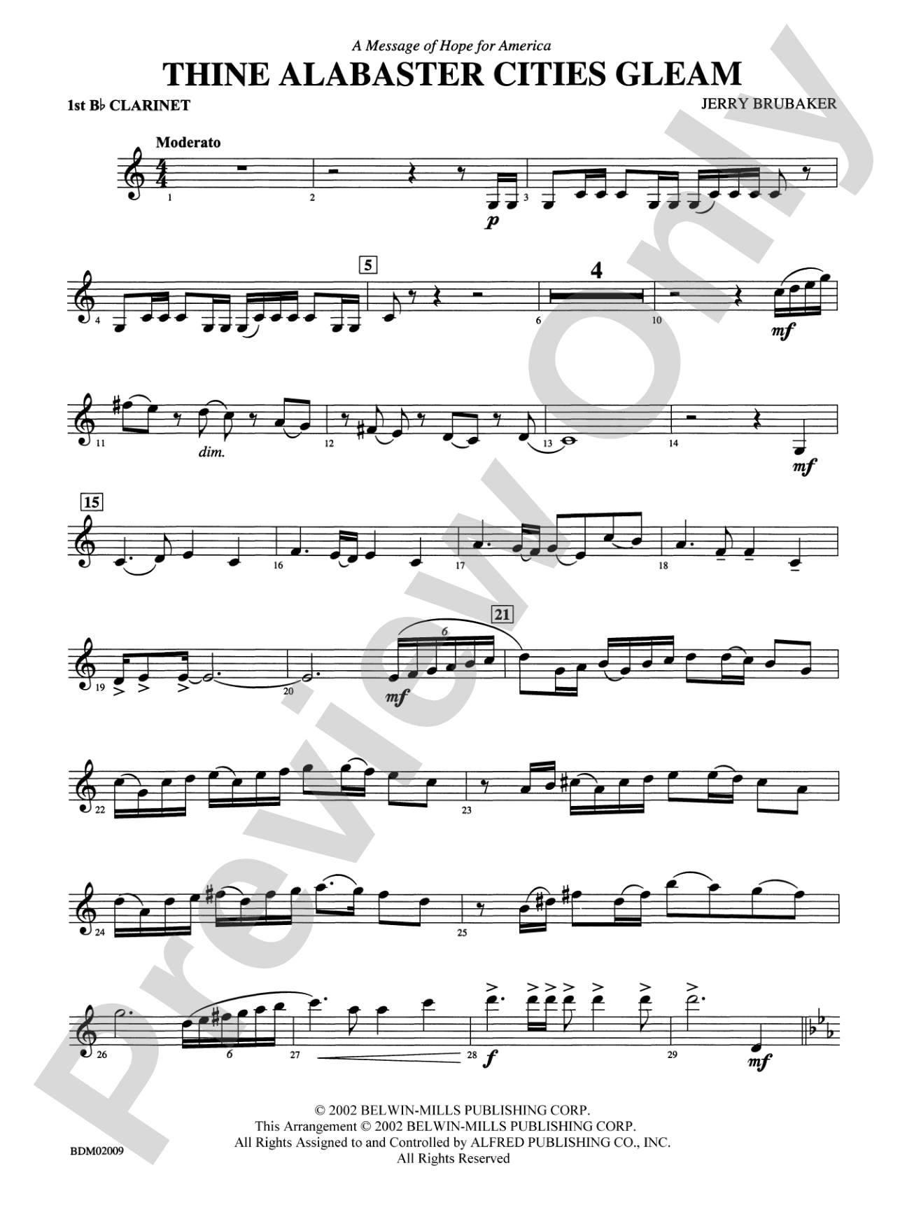 Thine Alabaster Cities Gleam (A Message of Hope for America): 1st B-flat Clarinet