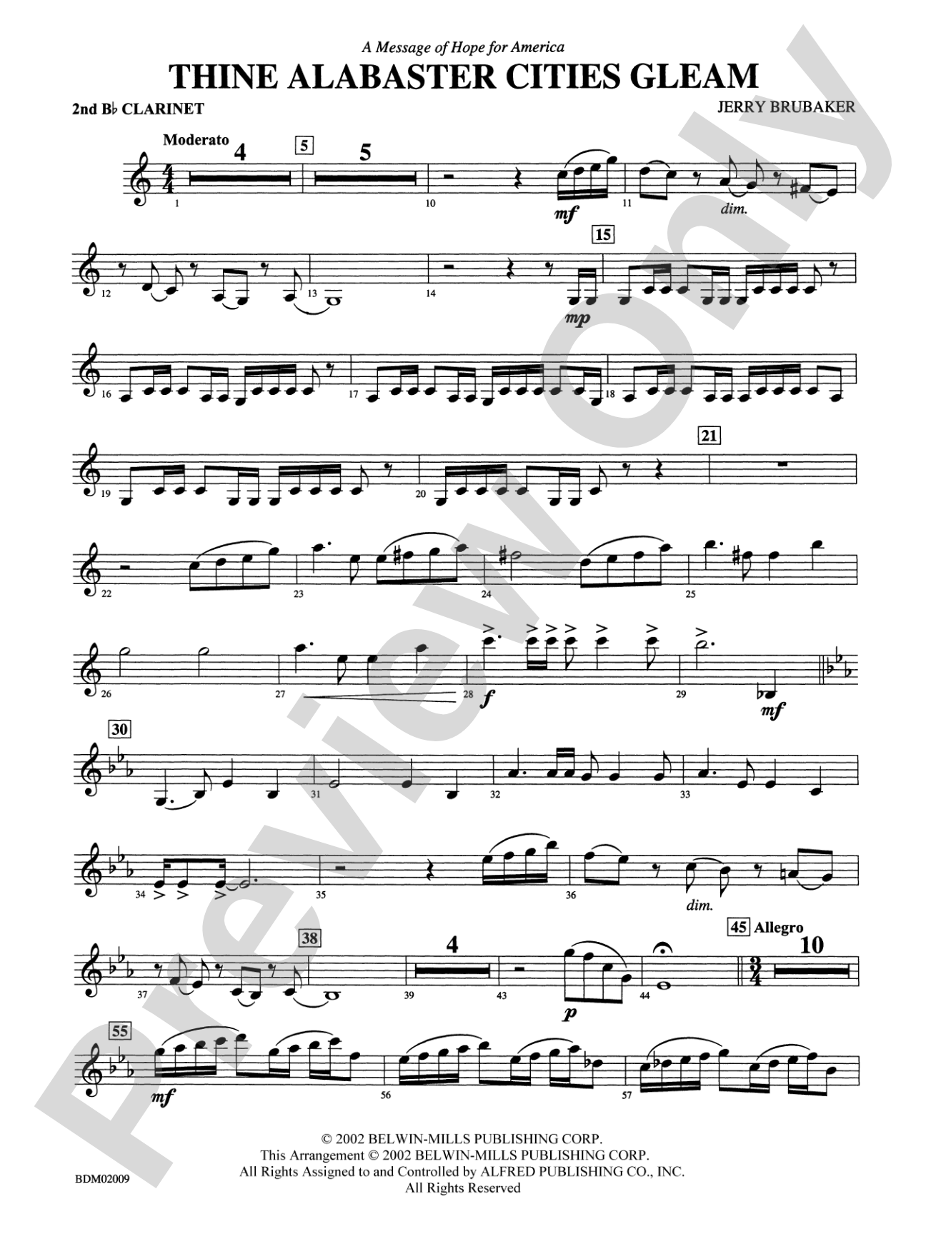 Thine Alabaster Cities Gleam (A Message of Hope for America): 2nd B-flat Clarinet