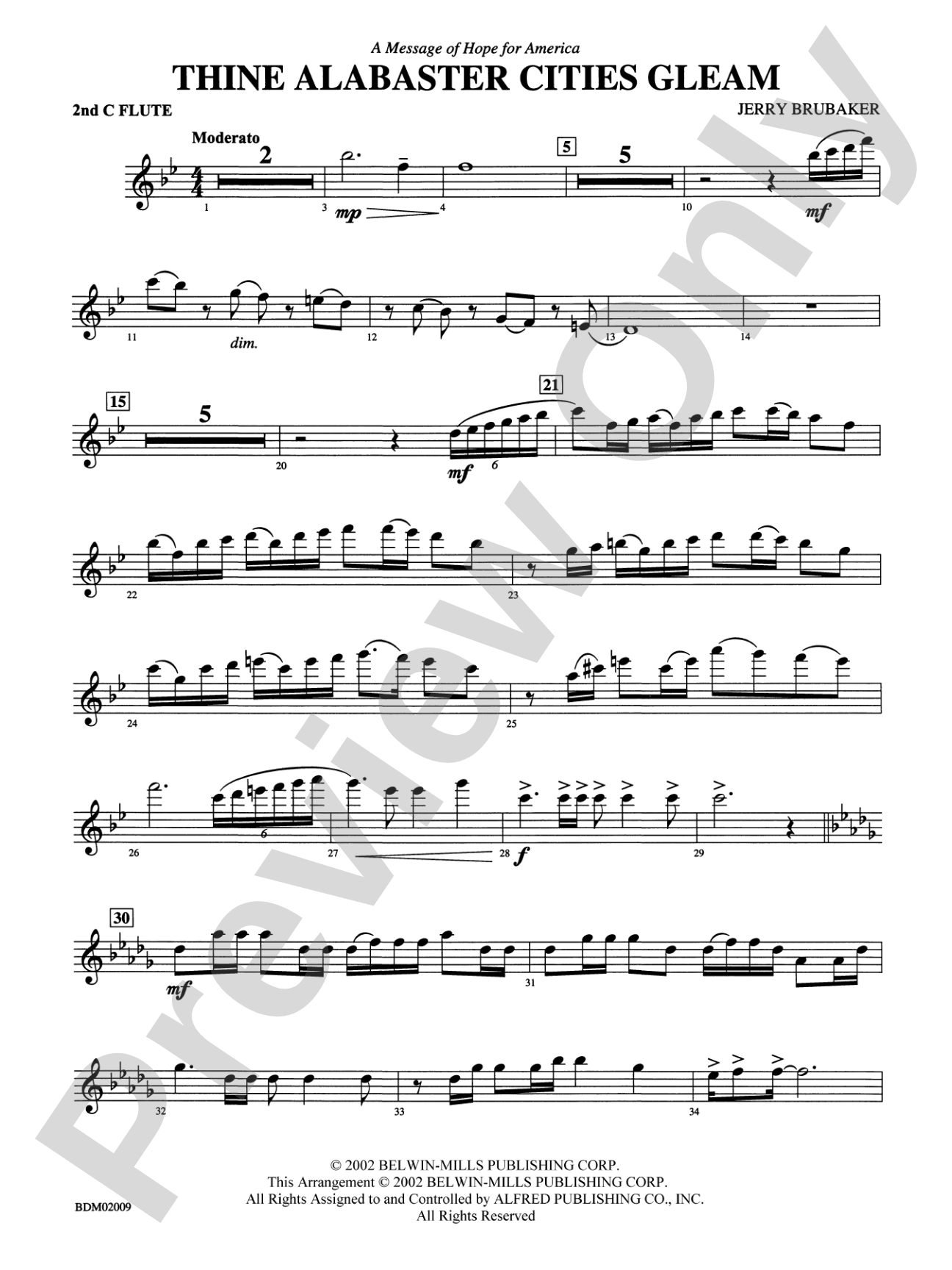 Thine Alabaster Cities Gleam (A Message of Hope for America): 2nd Flute