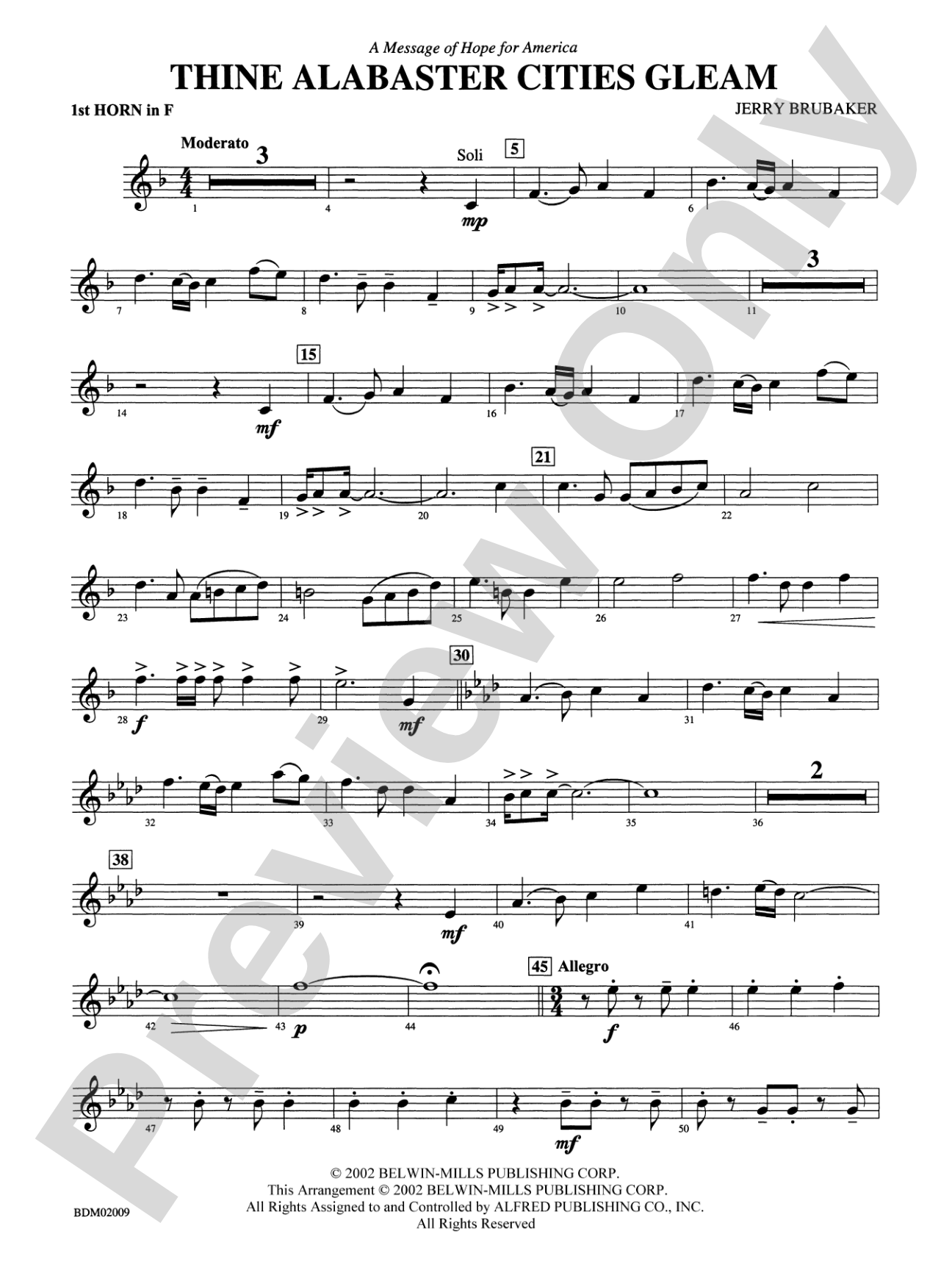 Thine Alabaster Cities Gleam (A Message of Hope for America): 1st F Horn