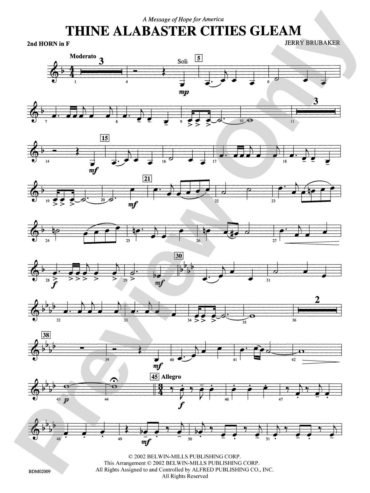 Thine Alabaster Cities Gleam (A Message of Hope for America): 2nd F Horn