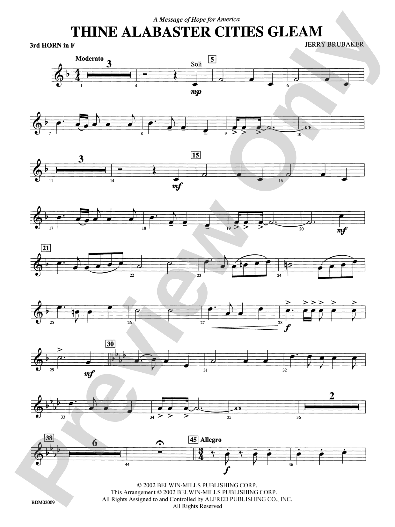 Thine Alabaster Cities Gleam (A Message of Hope for America): 3rd F Horn