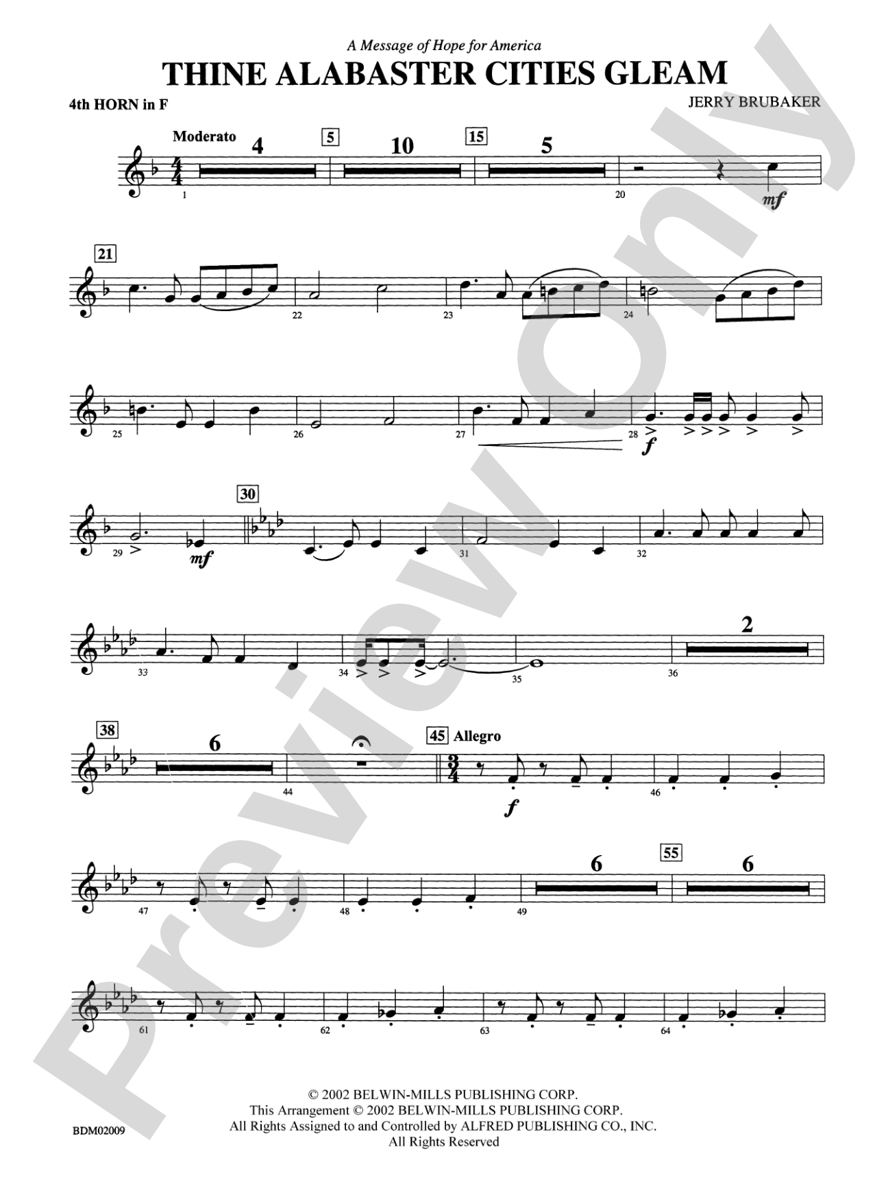 Thine Alabaster Cities Gleam (A Message of Hope for America): 4th F Horn
