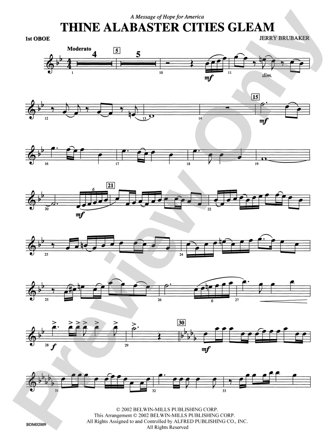 Thine Alabaster Cities Gleam (A Message of Hope for America): Oboe