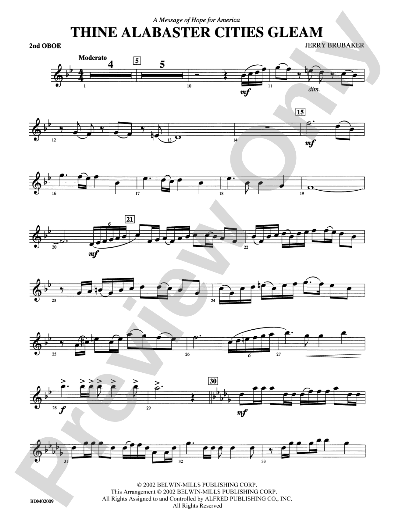 Thine Alabaster Cities Gleam (A Message of Hope for America): 2nd Oboe
