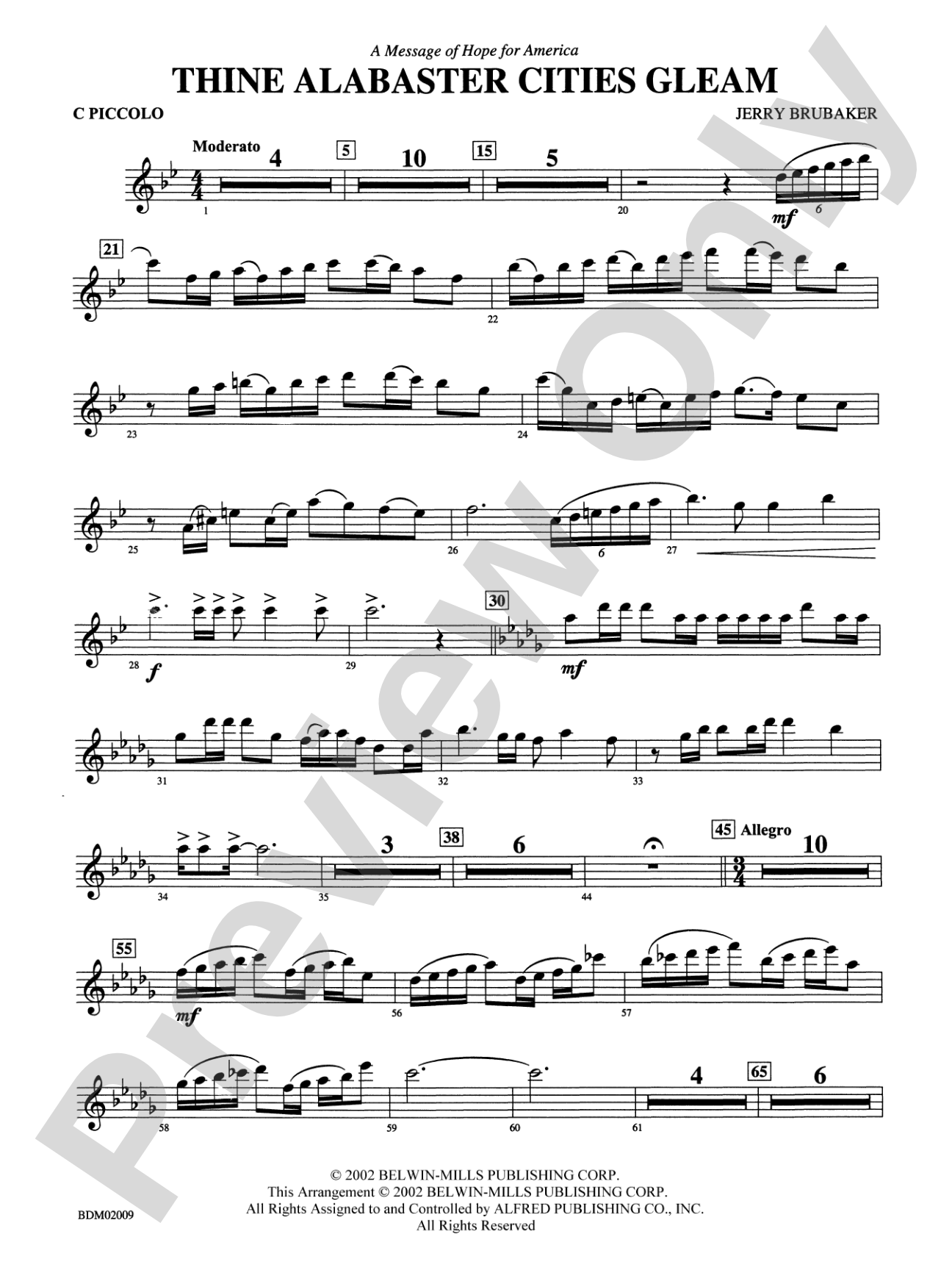 Thine Alabaster Cities Gleam (A Message of Hope for America): Piccolo