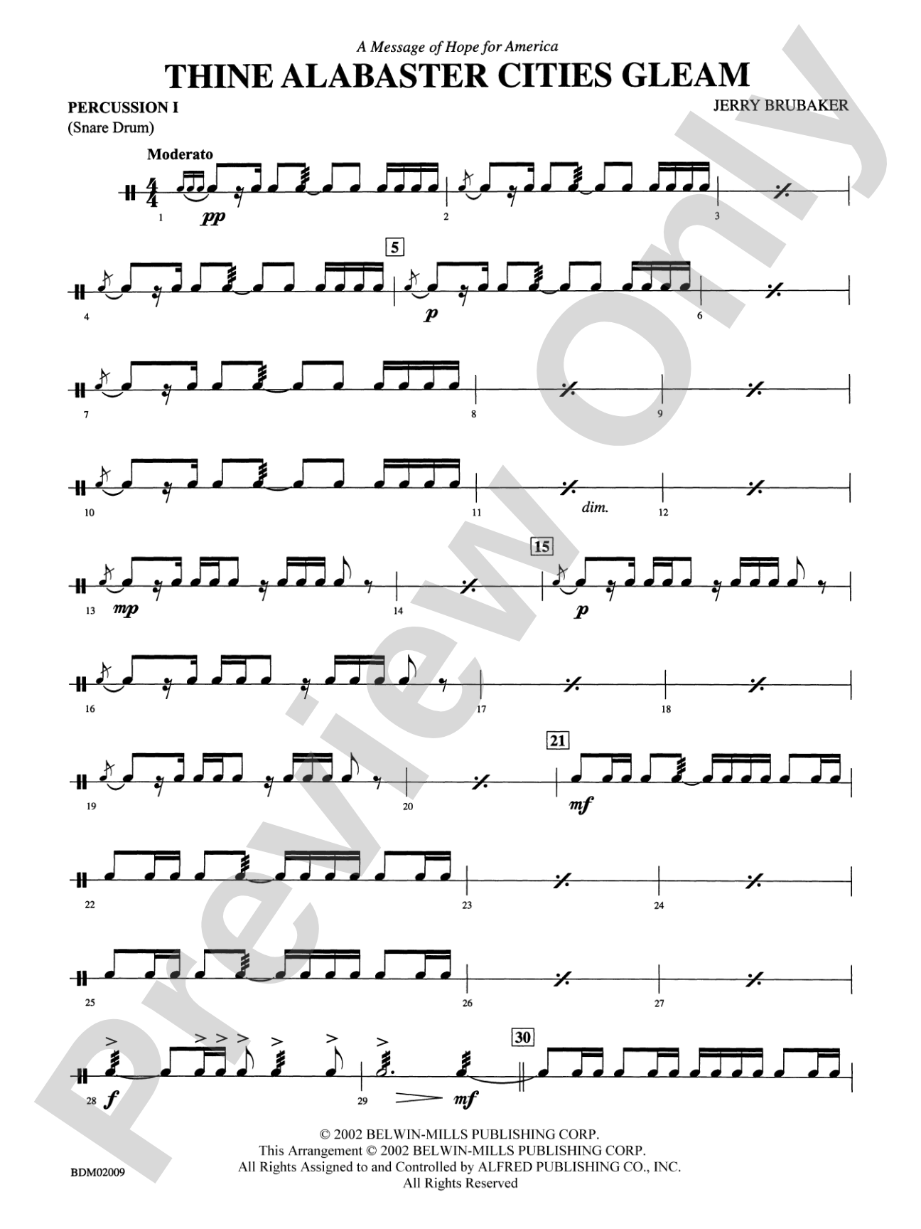 Thine Alabaster Cities Gleam (A Message of Hope for America): 1st Percussion