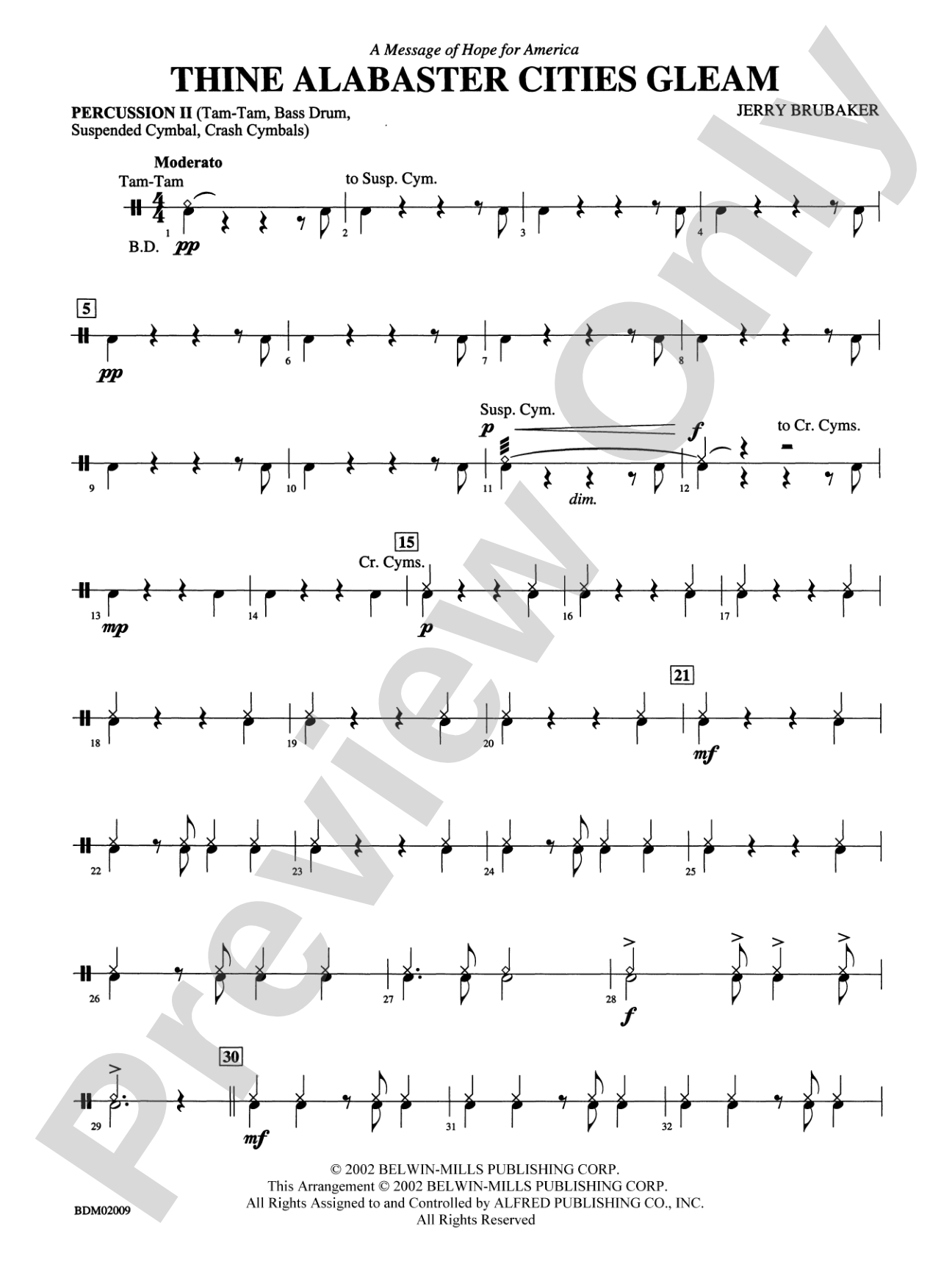 Thine Alabaster Cities Gleam (A Message of Hope for America): 2nd Percussion