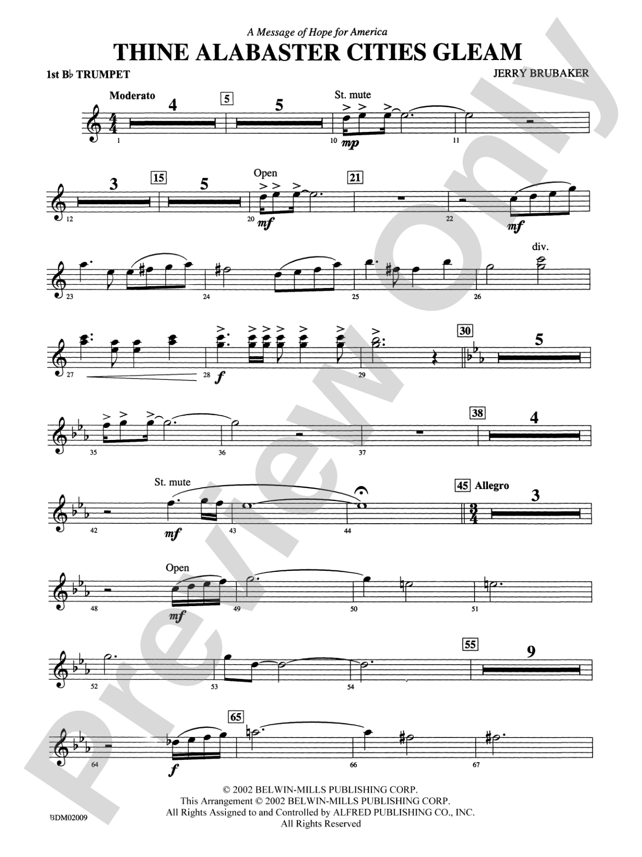 Thine Alabaster Cities Gleam (A Message of Hope for America): 1st B-flat Trumpet