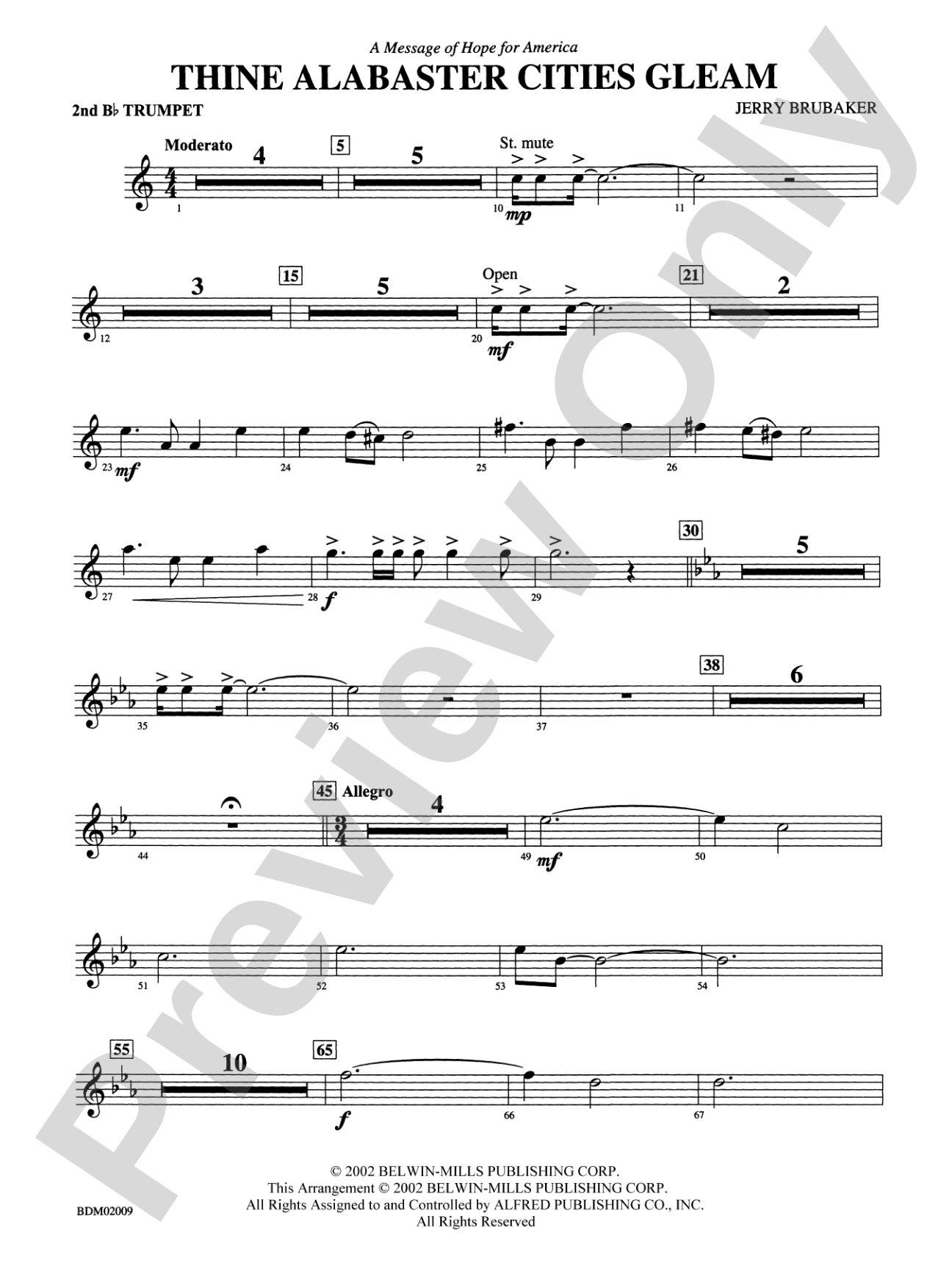 Thine Alabaster Cities Gleam (A Message of Hope for America): 2nd B-flat Trumpet