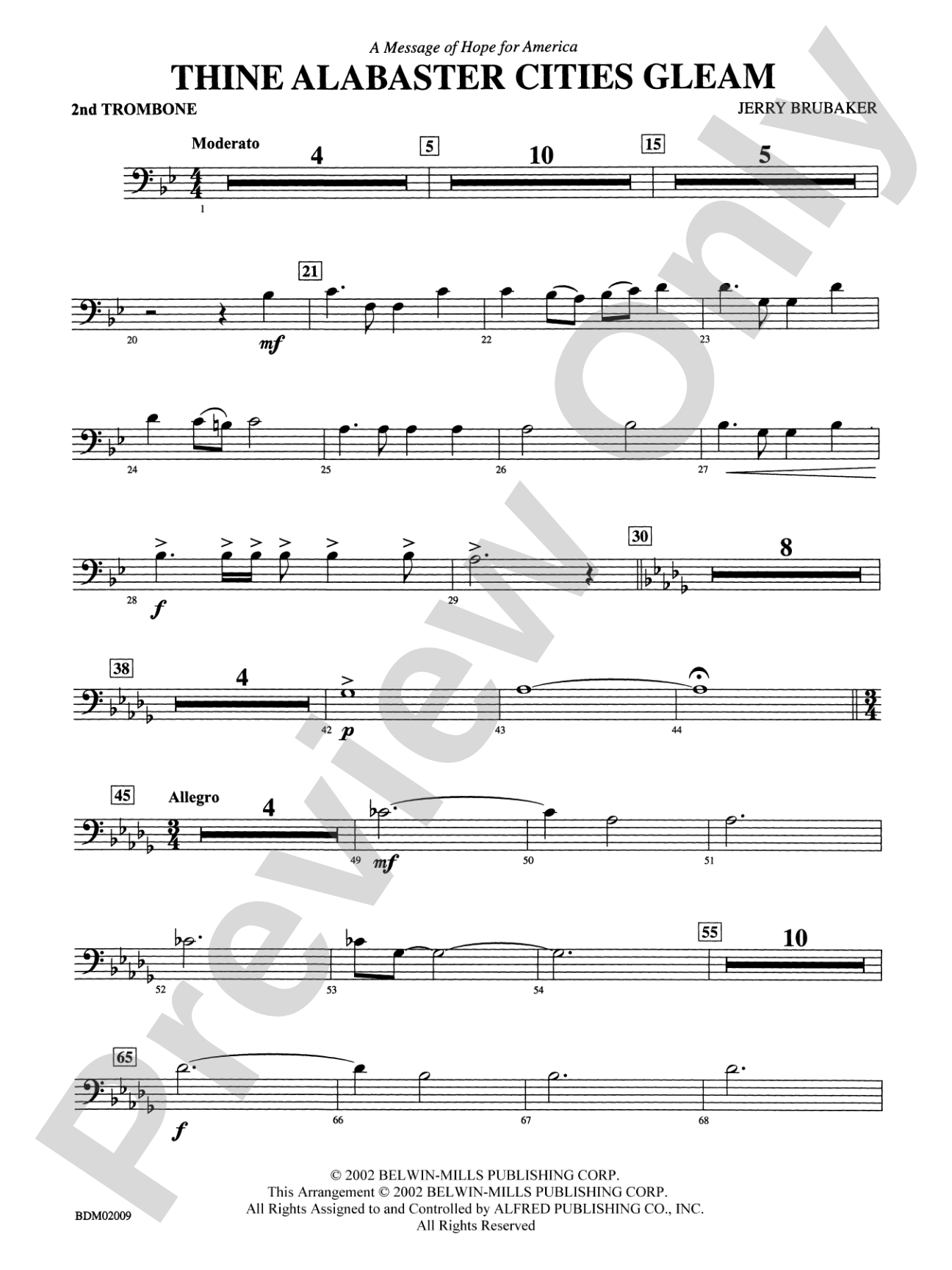 Thine Alabaster Cities Gleam (A Message of Hope for America): 2nd Trombone