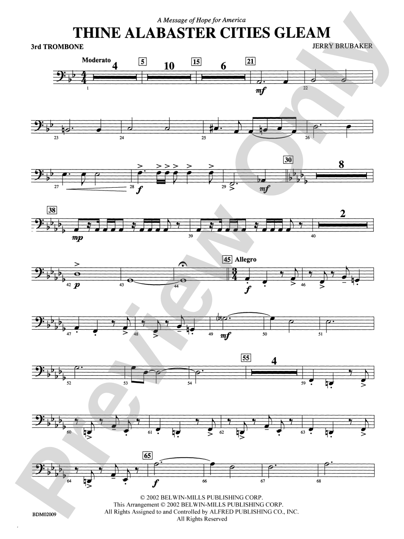 Thine Alabaster Cities Gleam (A Message of Hope for America): 3rd Trombone