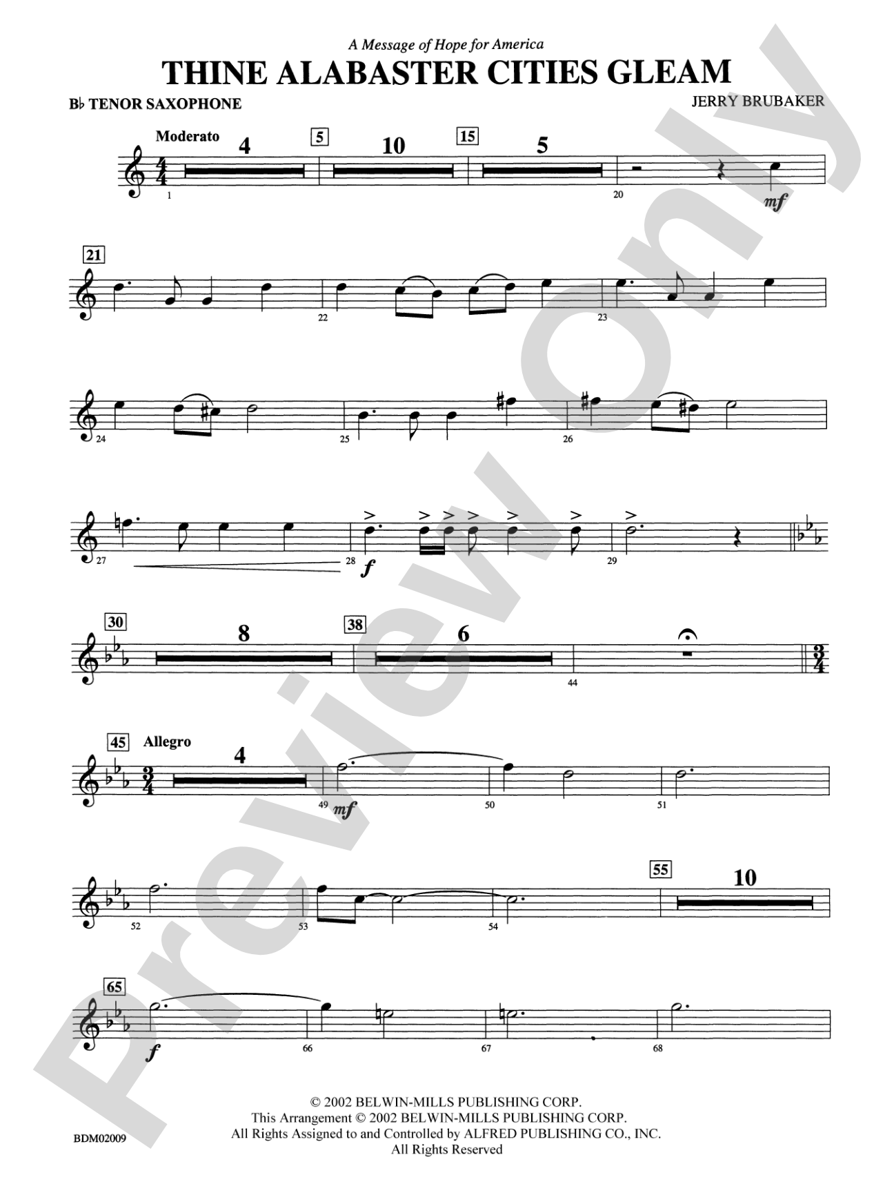 Thine Alabaster Cities Gleam (A Message of Hope for America): B-flat Tenor Saxophone