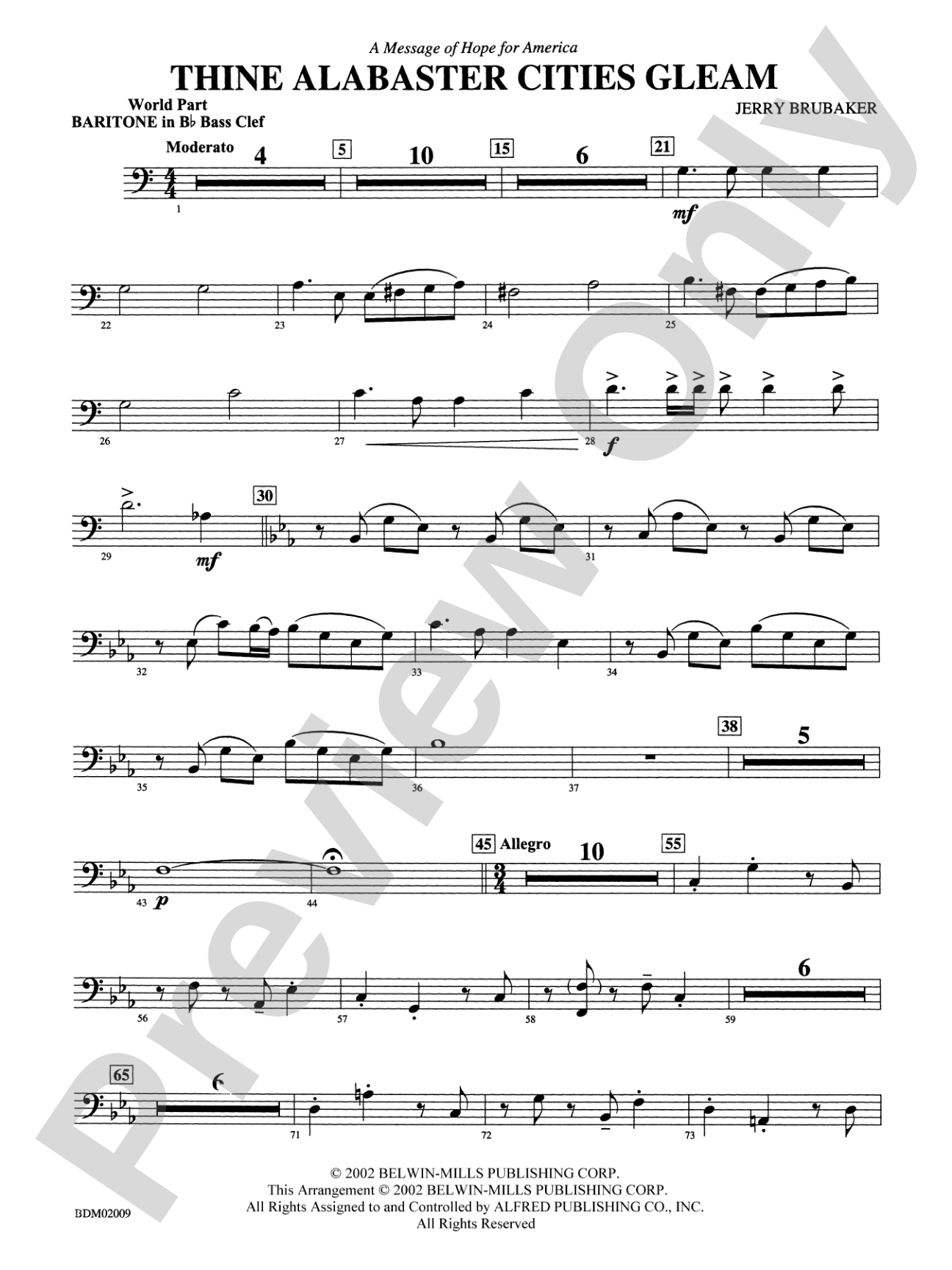Thine Alabaster Cities Gleam (A Message of Hope for America): (wp) B-flat Baritone B.C.