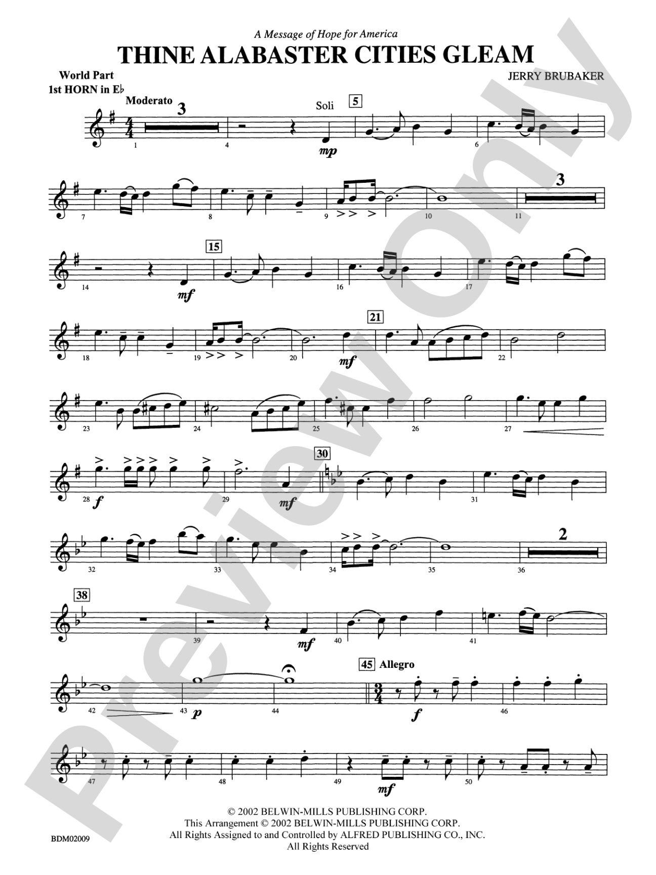 Thine Alabaster Cities Gleam (A Message of Hope for America): (wp) 1st Horn in E-flat