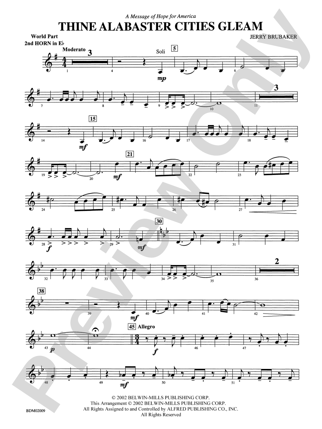 Thine Alabaster Cities Gleam (A Message of Hope for America): (wp) 2nd Horn in E-flat