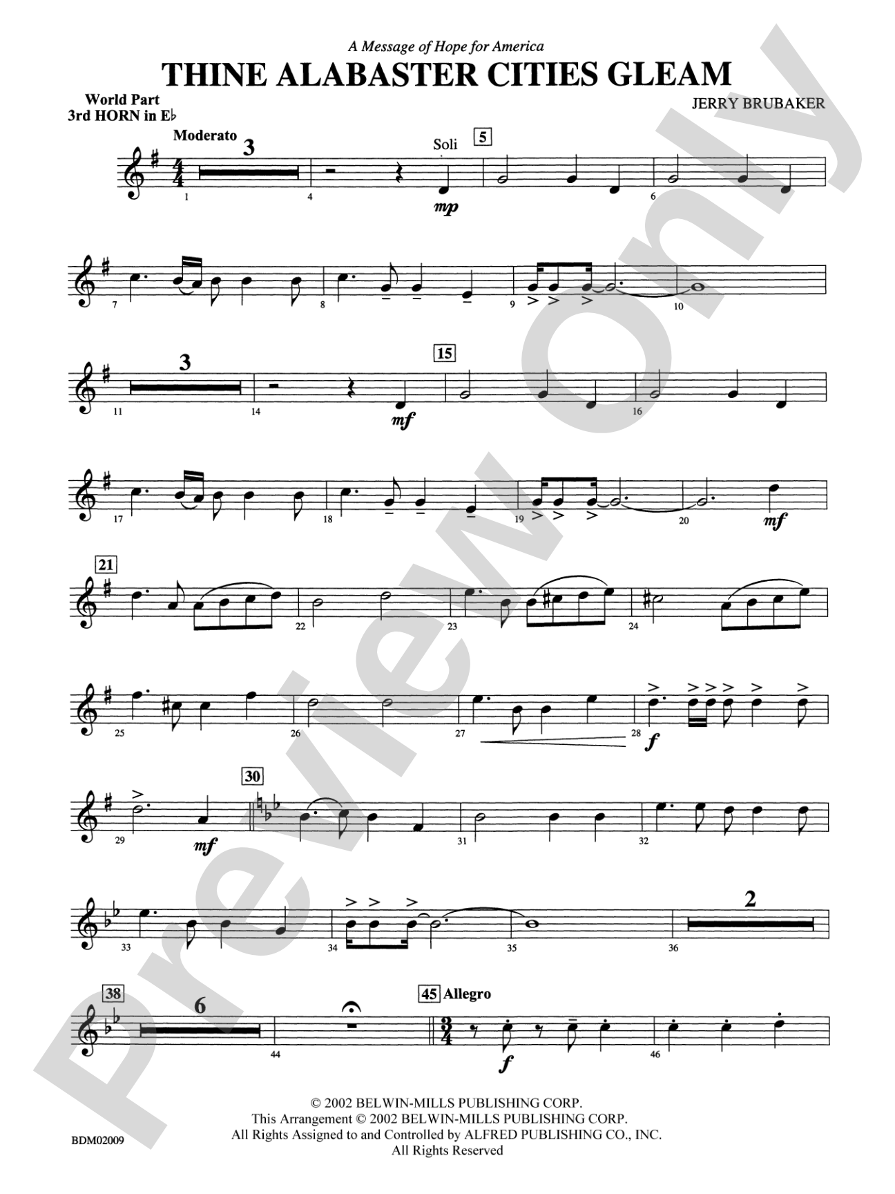 Thine Alabaster Cities Gleam (A Message of Hope for America): (wp) 3rd Horn in E-flat