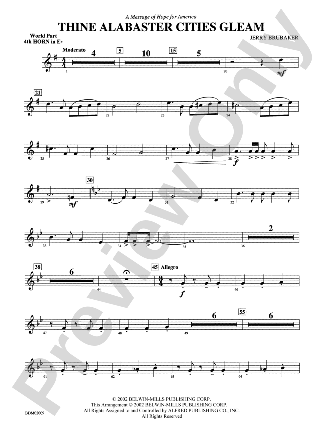 Thine Alabaster Cities Gleam (A Message of Hope for America): (wp) 4th Horn in E-flat