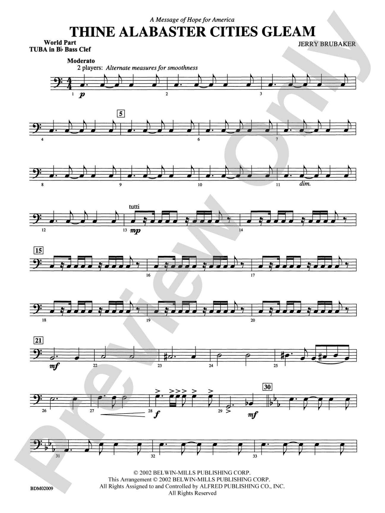 Thine Alabaster Cities Gleam (A Message of Hope for America): (wp) B-flat Tuba B.C.