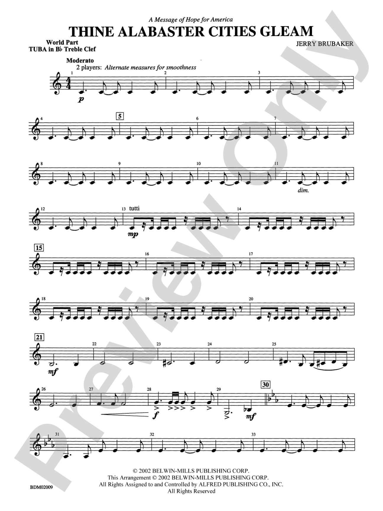 Thine Alabaster Cities Gleam (A Message of Hope for America): (wp) B-flat Tuba T.C.