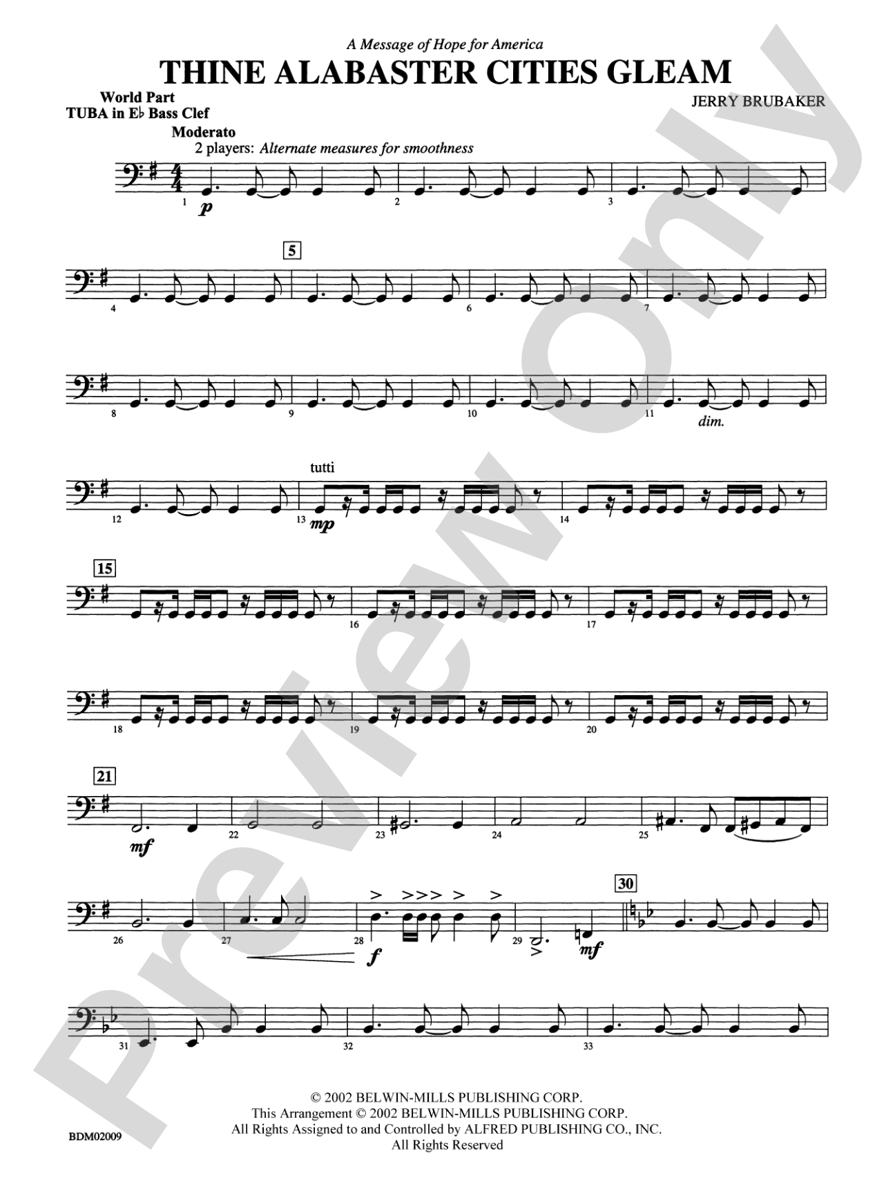 Thine Alabaster Cities Gleam (A Message of Hope for America): (wp) E-flat Tuba B.C.
