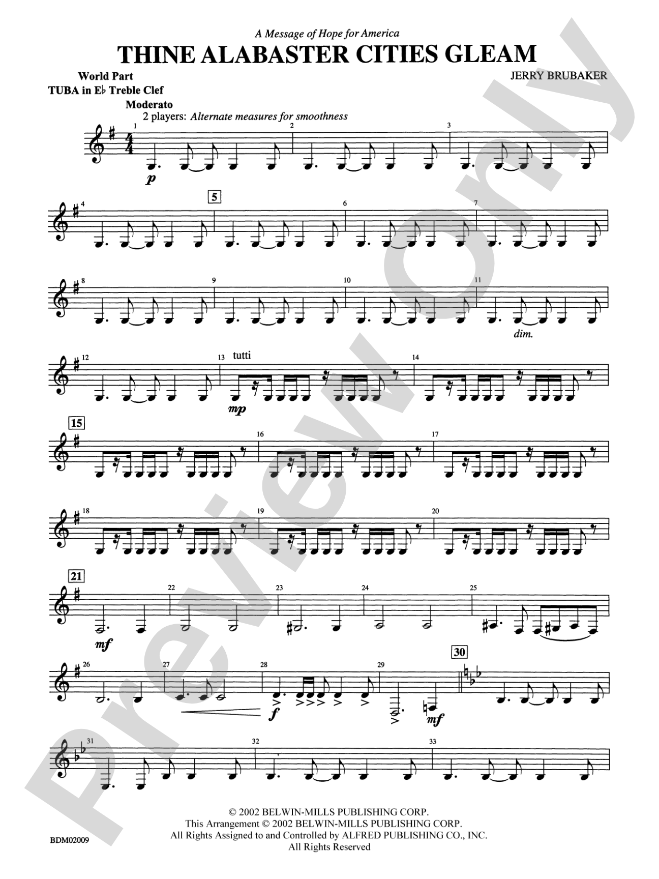 Thine Alabaster Cities Gleam (A Message of Hope for America): (wp) E-flat Tuba T.C.