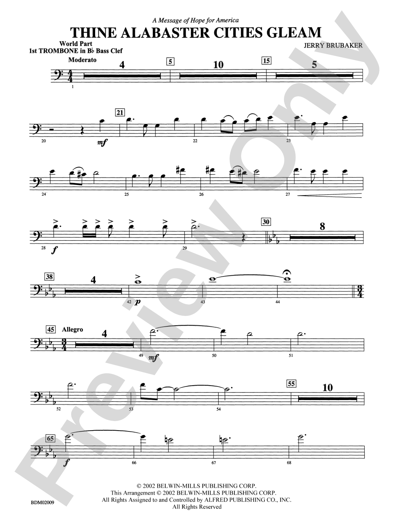 Thine Alabaster Cities Gleam (A Message of Hope for America): (wp) 1st B-flat Trombone B.C.