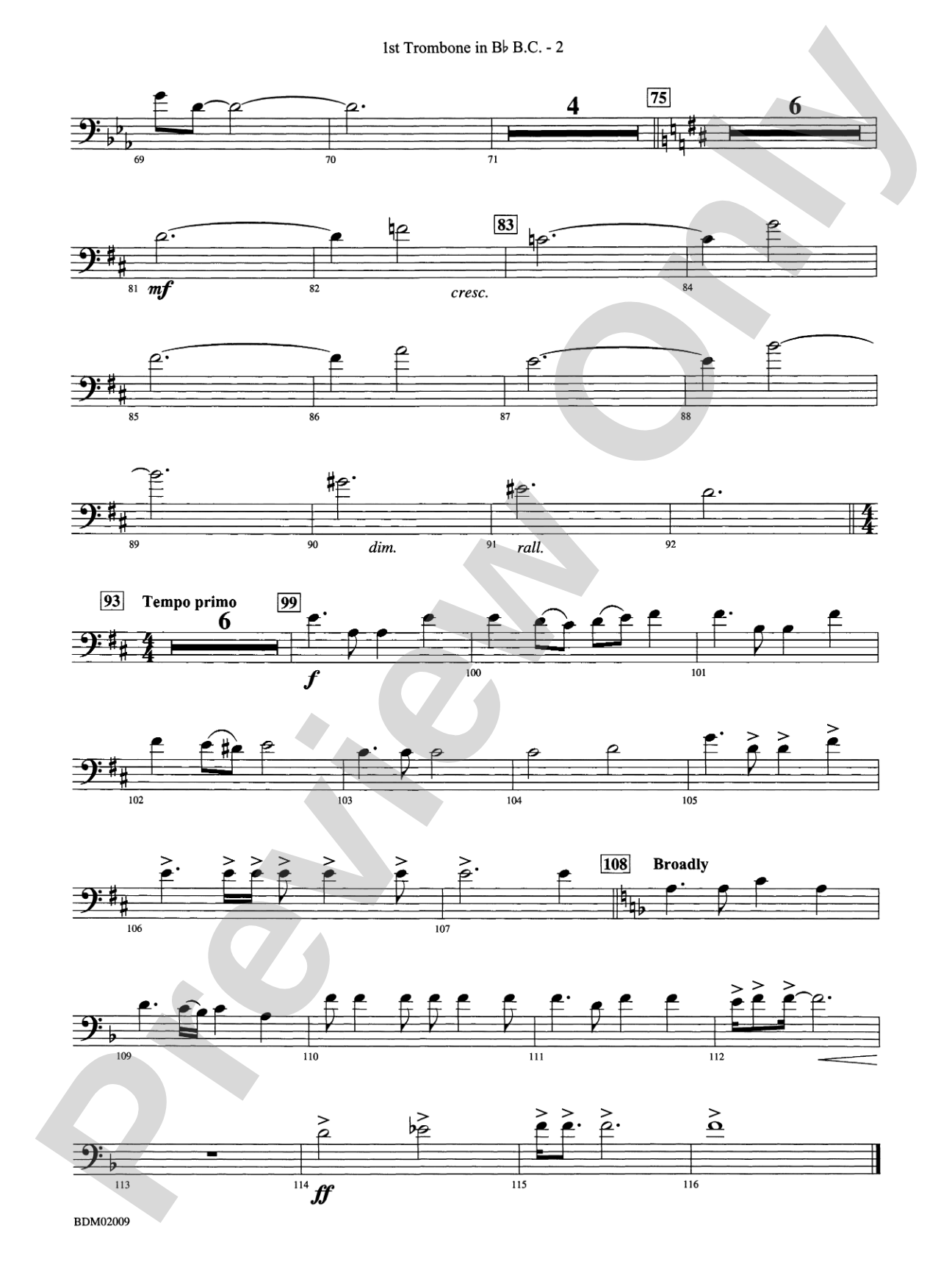 Thine Alabaster Cities Gleam (A Message of Hope for America): (wp) 1st B-flat Trombone B.C.