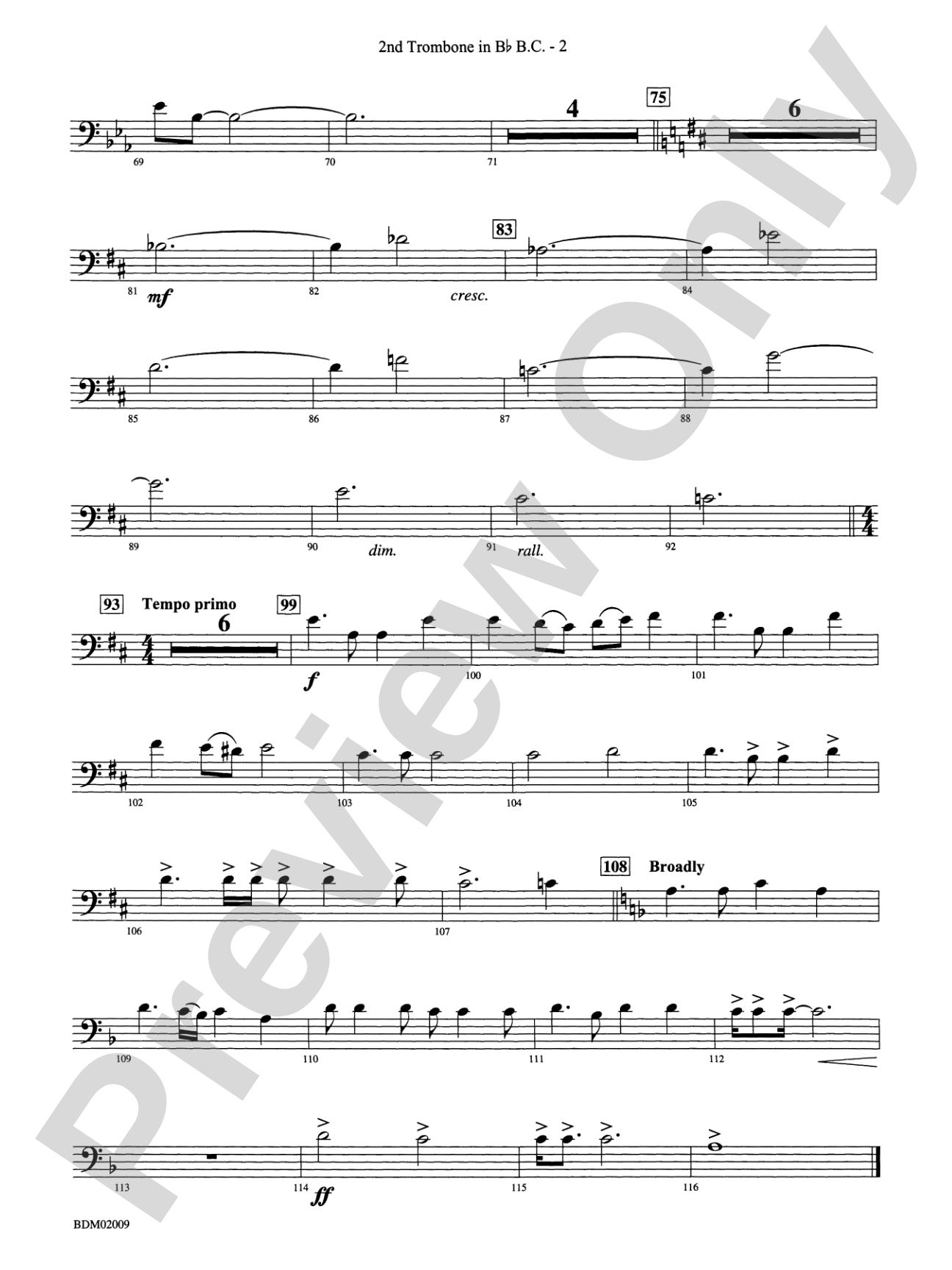 Thine Alabaster Cities Gleam (A Message of Hope for America): (wp) 2nd B-flat Trombone B.C.
