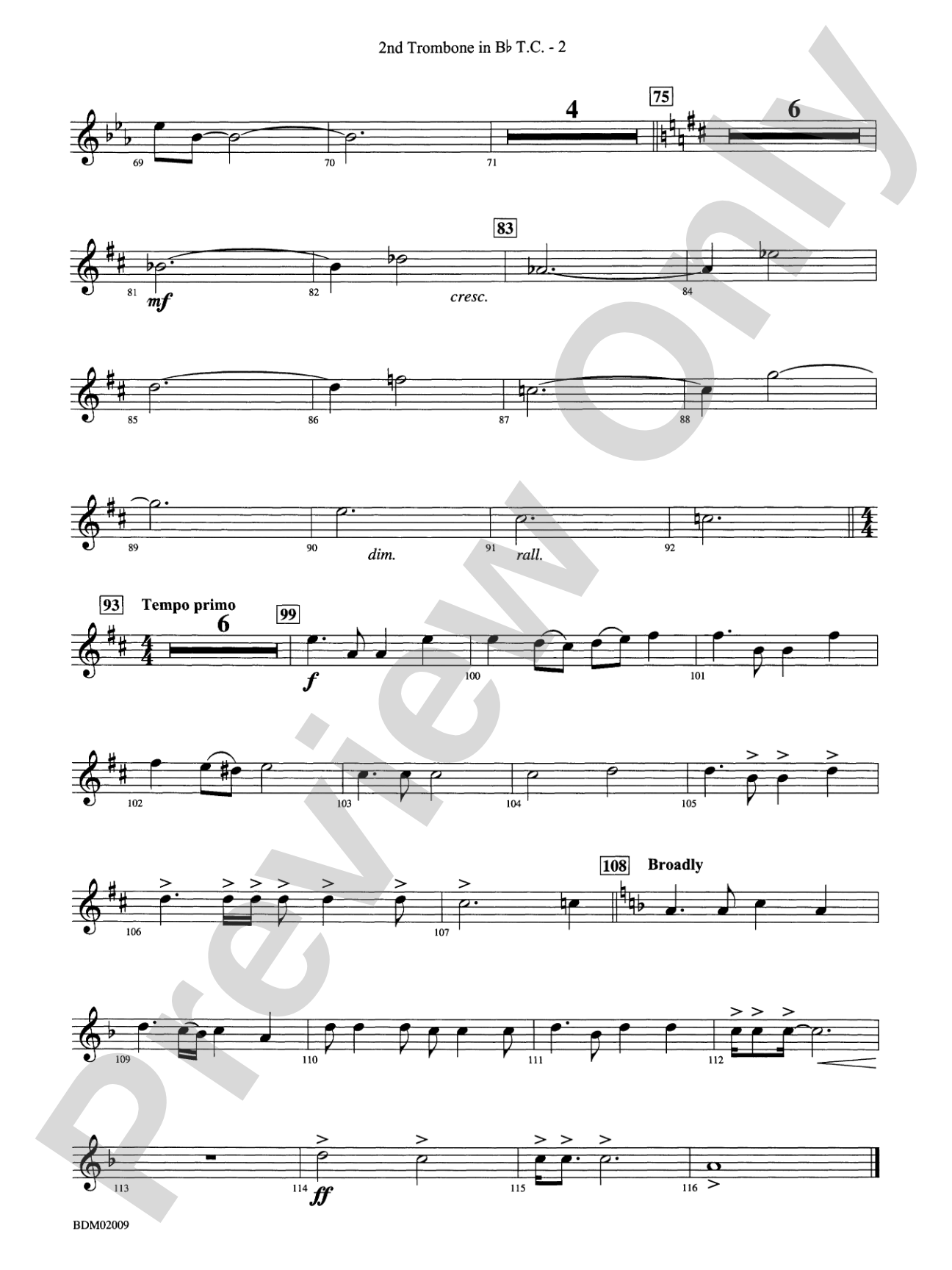 Thine Alabaster Cities Gleam (A Message of Hope for America): (wp) 2nd B-flat Trombone T.C.