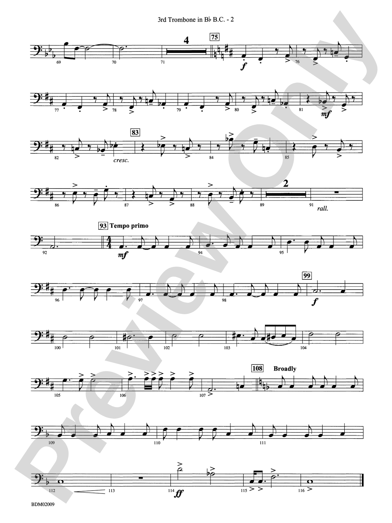 Thine Alabaster Cities Gleam (A Message of Hope for America): (wp) 3rd B-flat Trombone B.C.