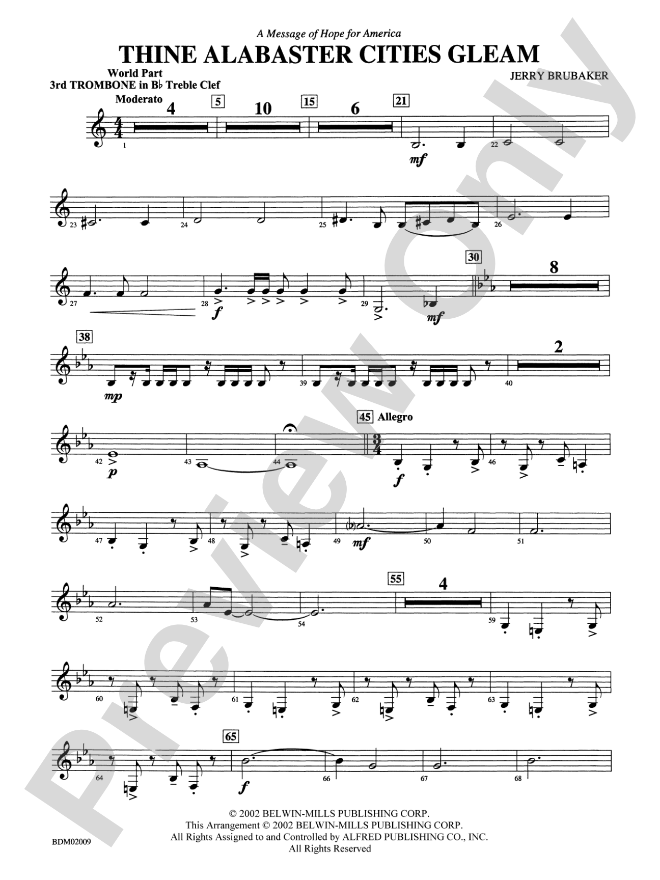 Thine Alabaster Cities Gleam (A Message of Hope for America): (wp) 3rd B-flat Trombone T.C.