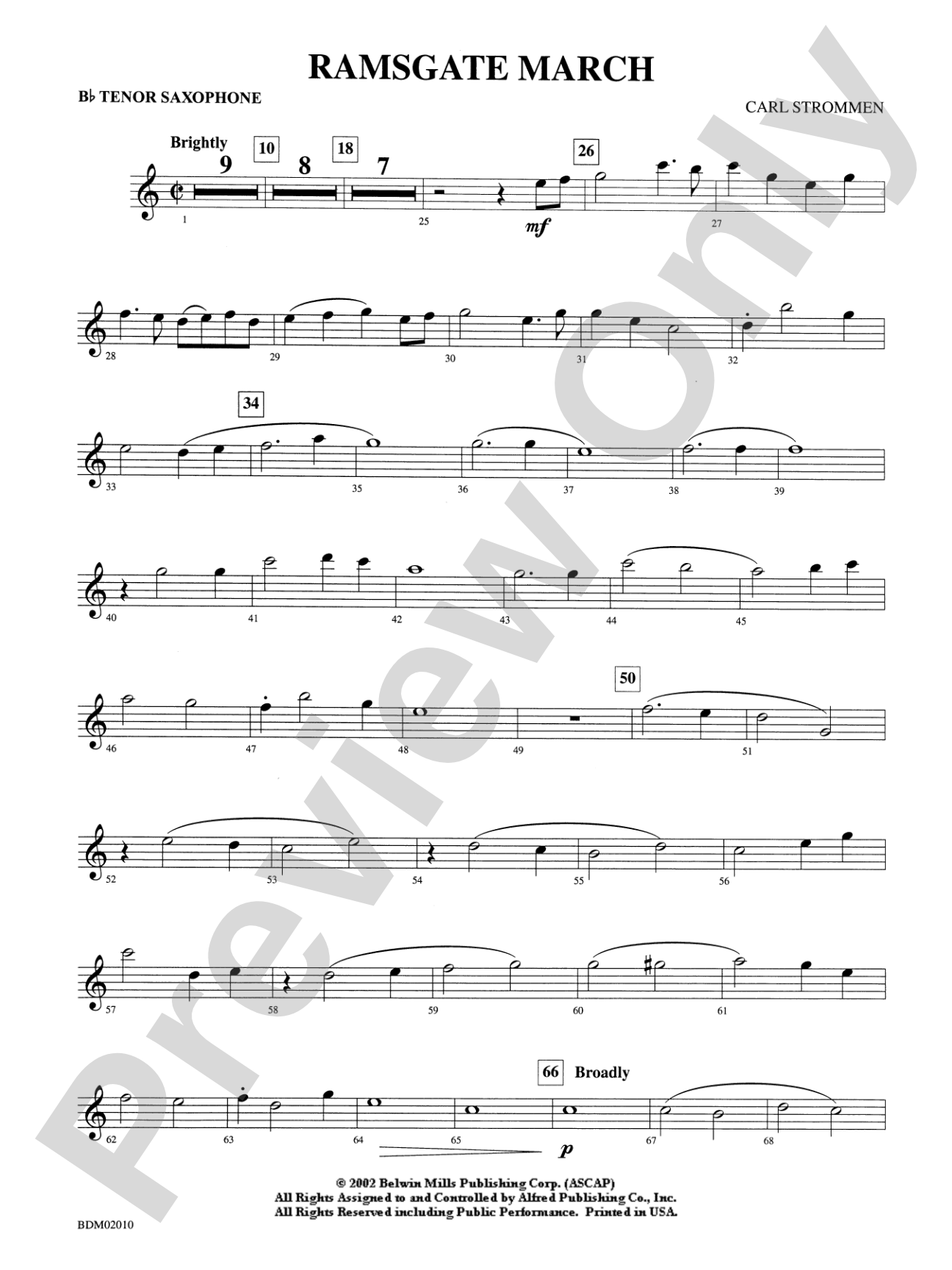 Ramsgate March: B-flat Tenor Saxophone